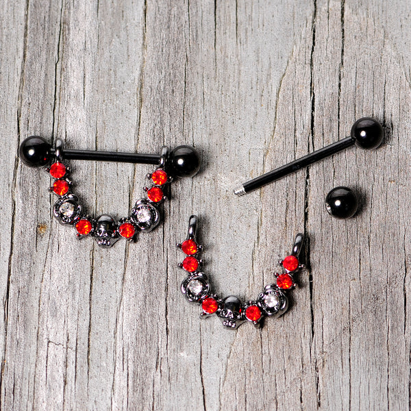 14 Gauge 5/8 Black Shark Bite Barbell Nipple Ring Set