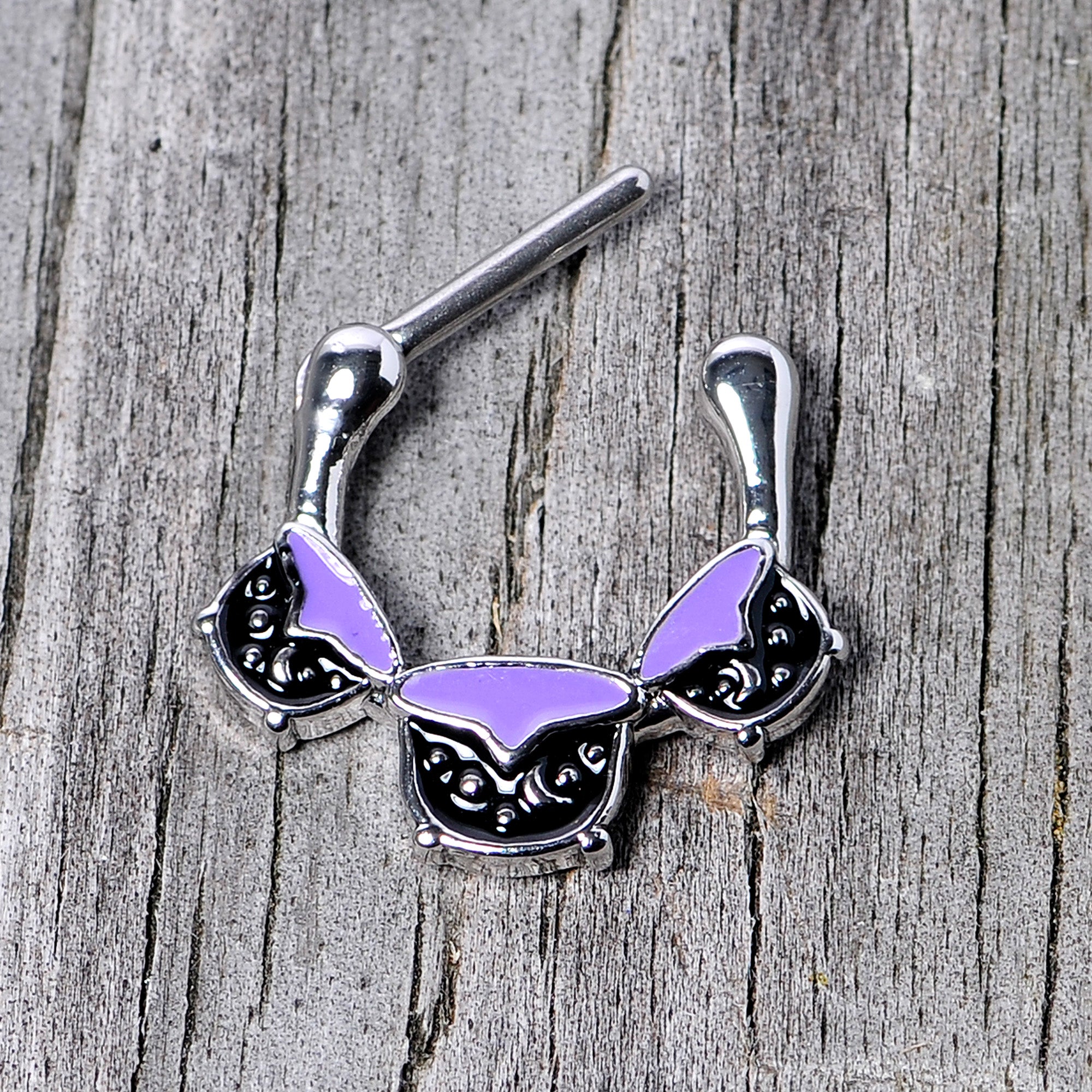 16 Gauge 3/8 Black Purple Cauldron Halloween Cartilage Clicker