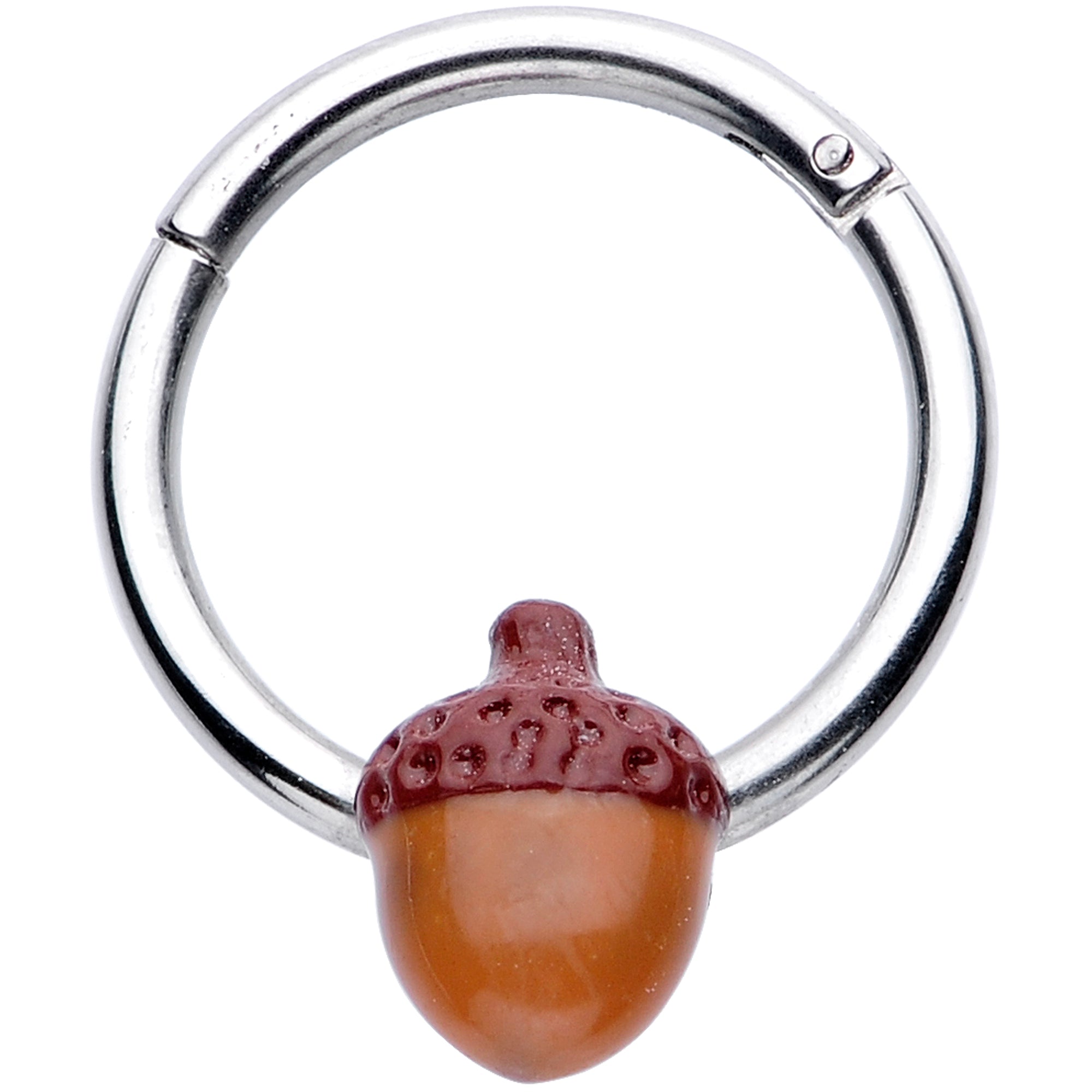 16 Gauge 3/8 Brown Autumn Acorn Hinged Segment Ring