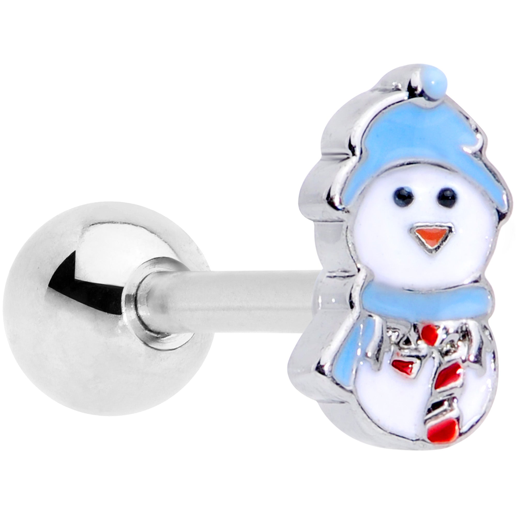 16 Gauge 1/4 Blue Hat Snowman Winter Holiday Cartilage Tragus Earring