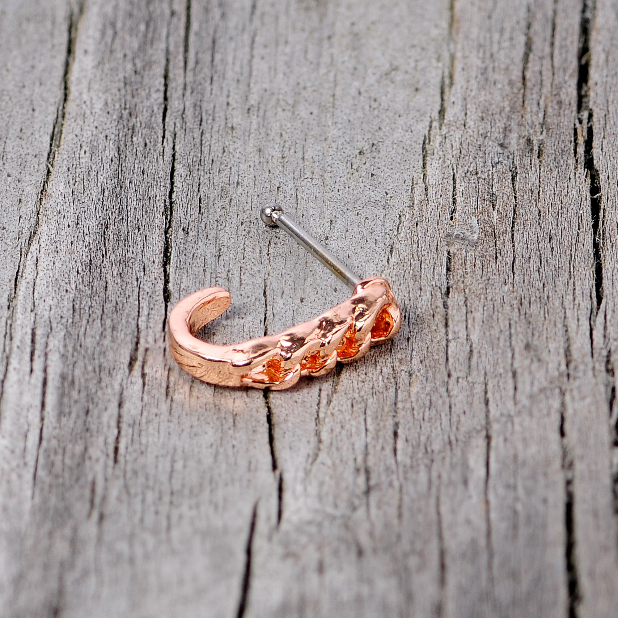 20 Gauge 3/8 Rose Gold Tone Chain Link Faux Hoop Nose Bone