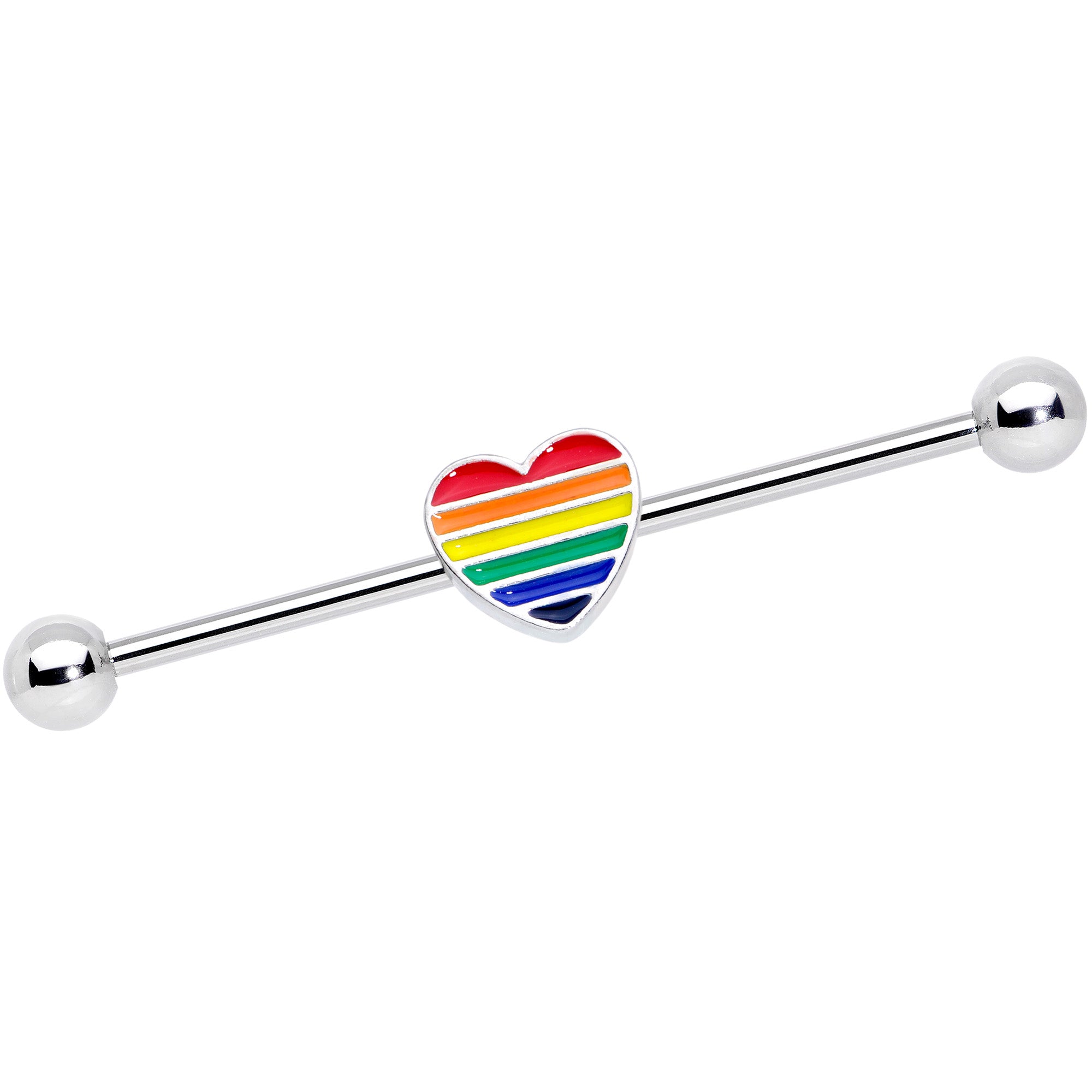 14 Gauge Rainbow Pride Heart Industrial Barbell 38mm