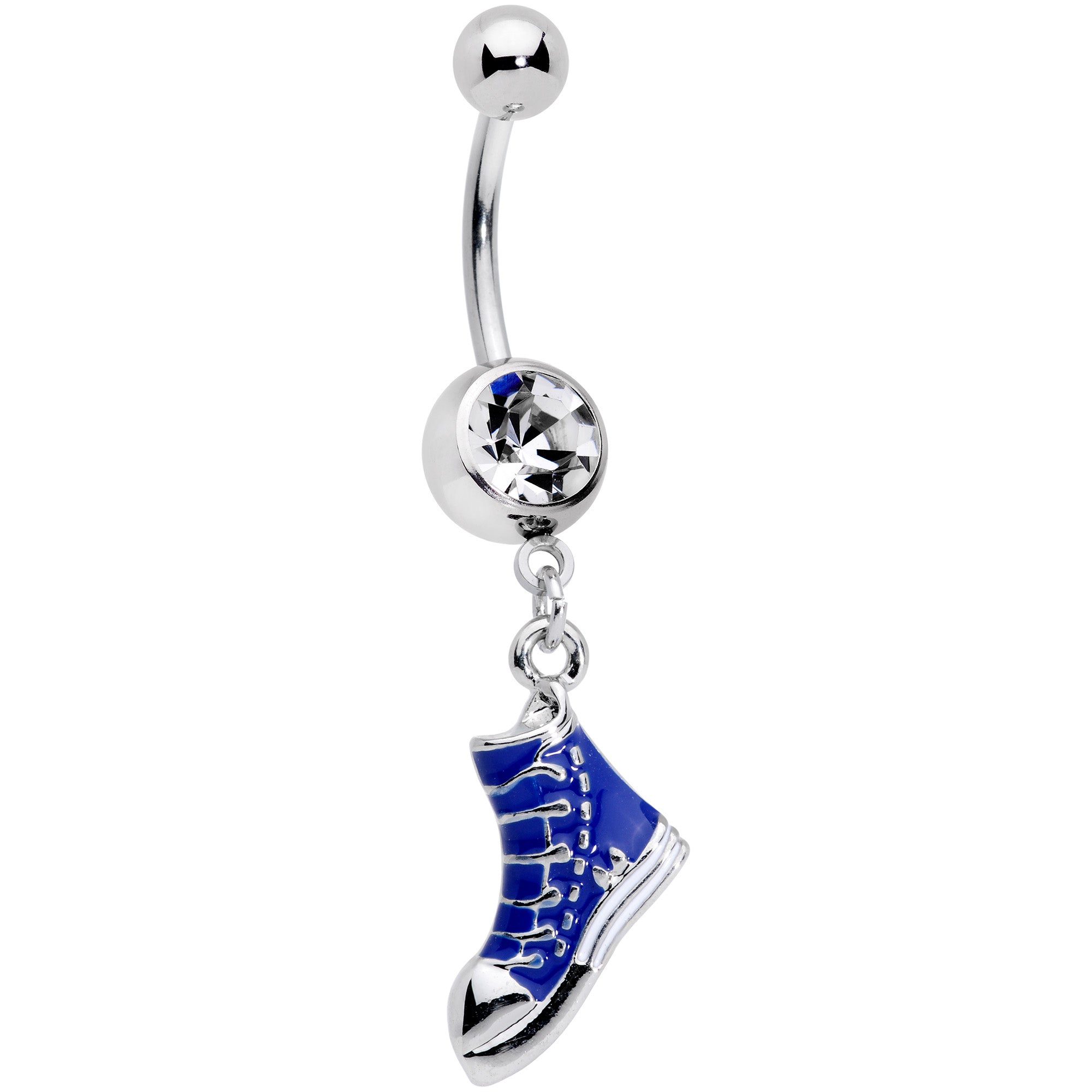 Clear Gem Blue High Top Sneaker Dangle Belly Ring