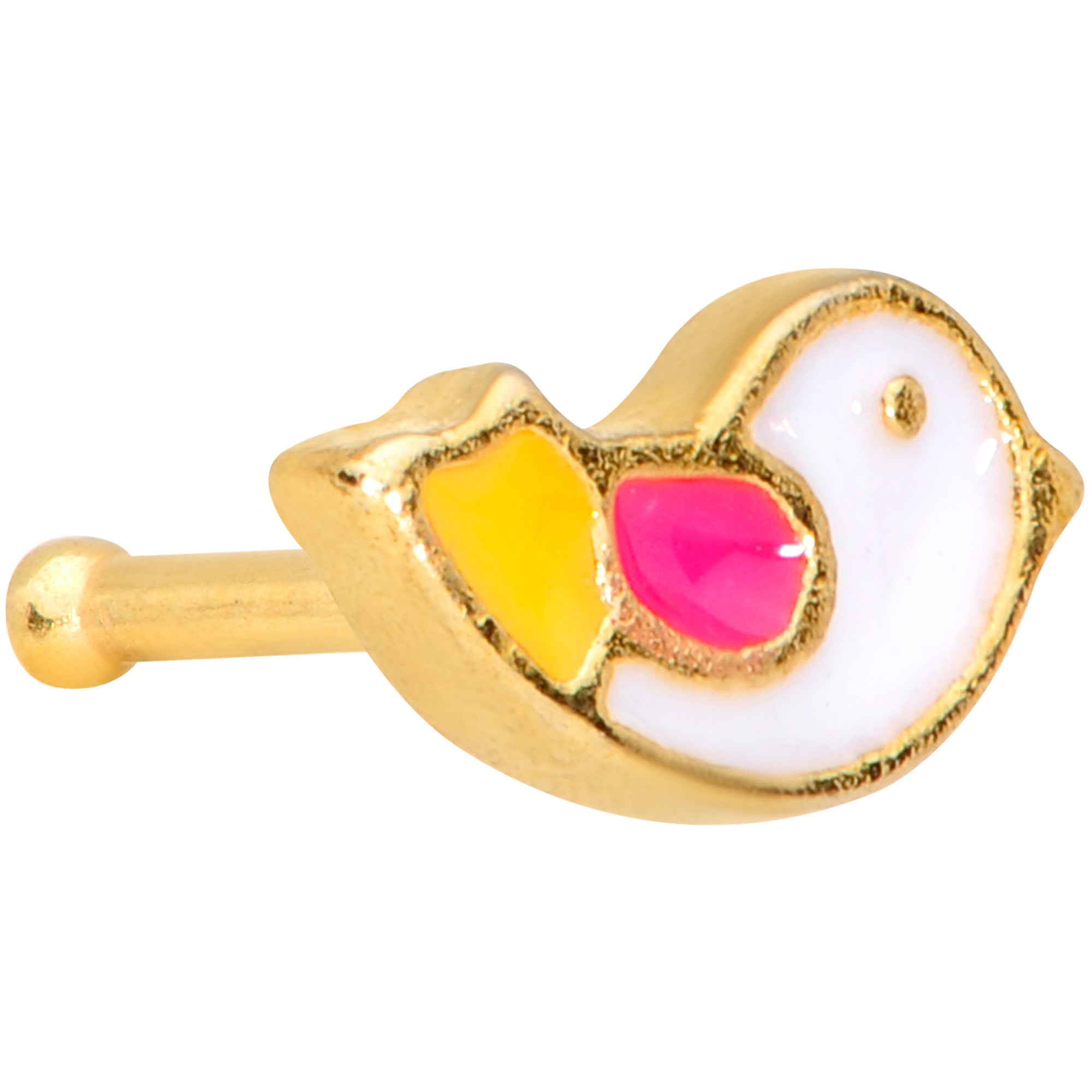 20 Gauge 1/4 Gold Tone Pink Wing Pretty Bird Nose Bone