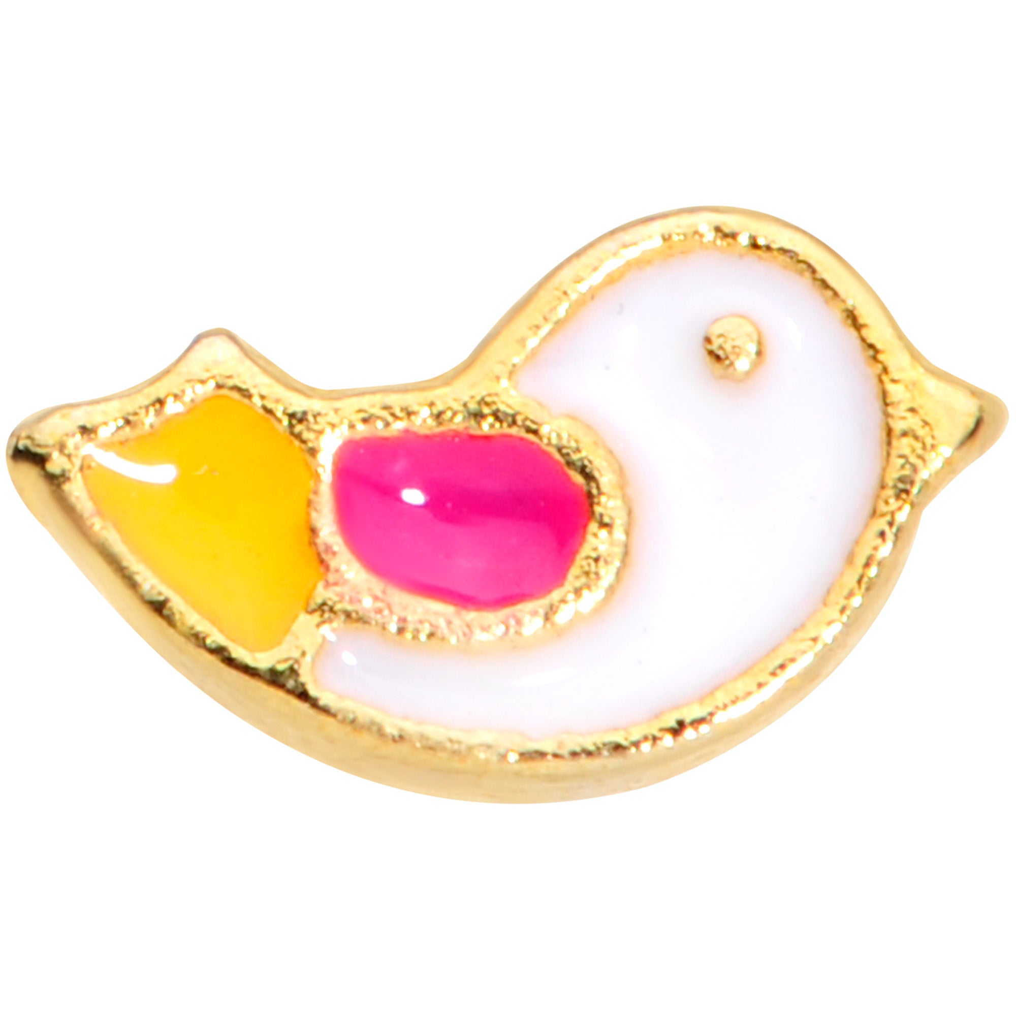 20 Gauge 1/4 Gold Tone Pink Wing Pretty Bird Nose Bone