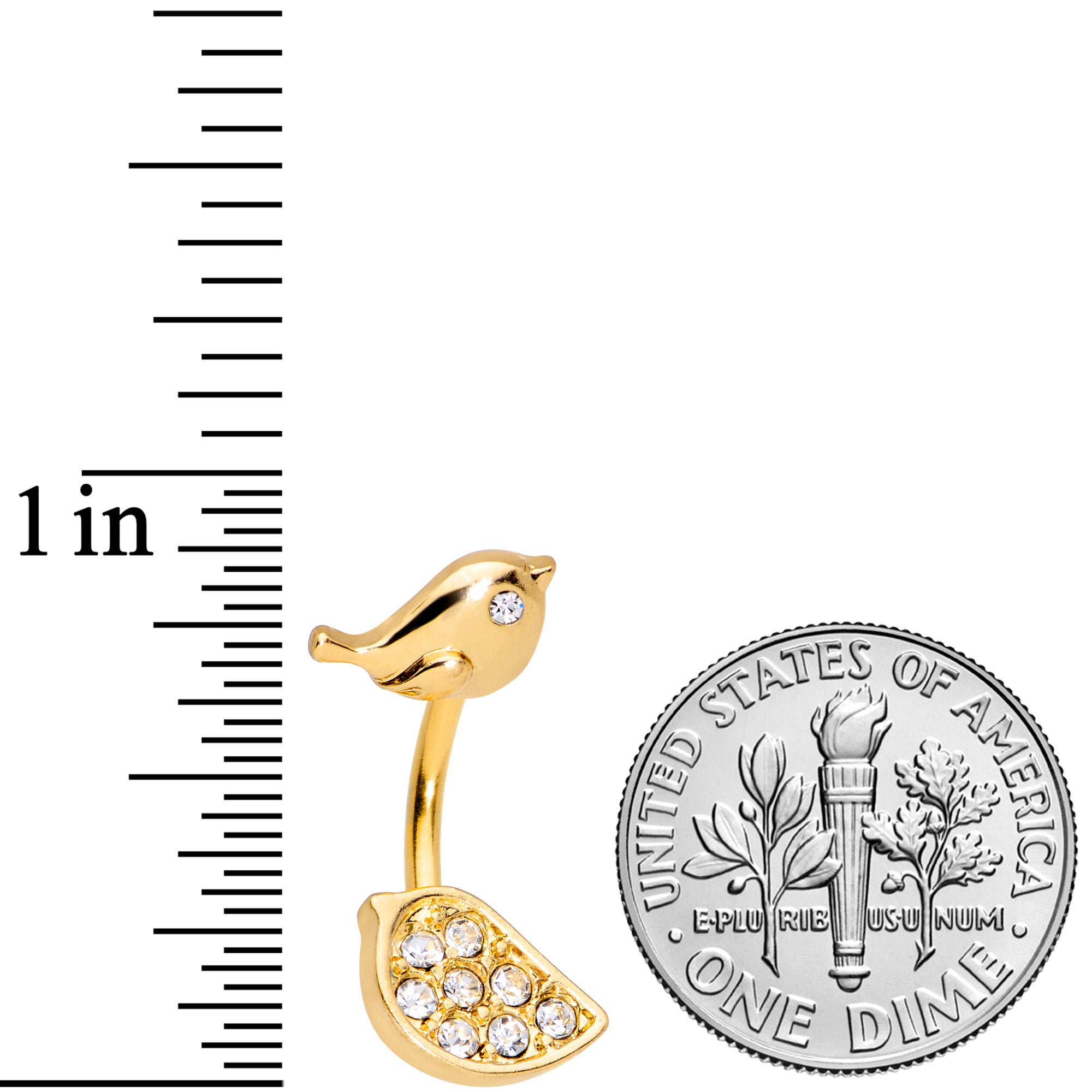 Clear Gem Gold Tone Little Birds Double Mount Belly Ring