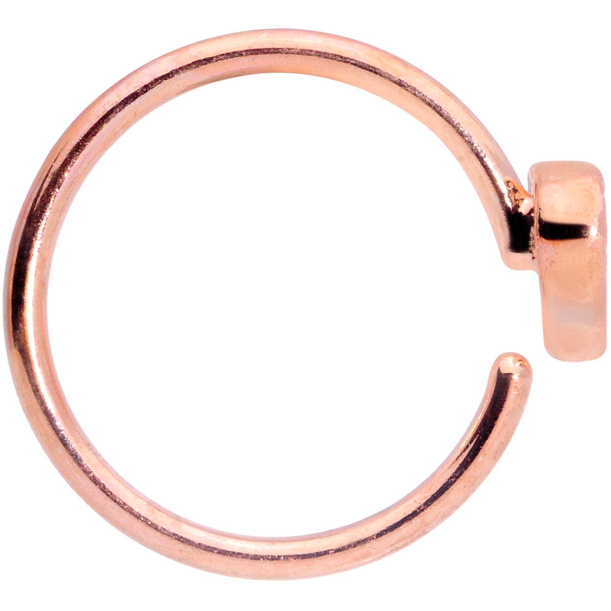 18 Gauge 3/8 Rose Gold Tone Black Heart Nose Hoop