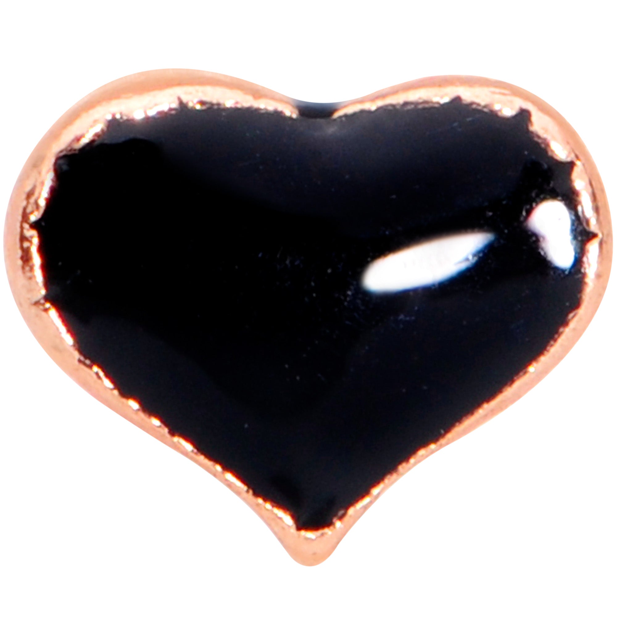 20 Gauge 1/4 Rose Gold Tone Black Heart Nose Bone