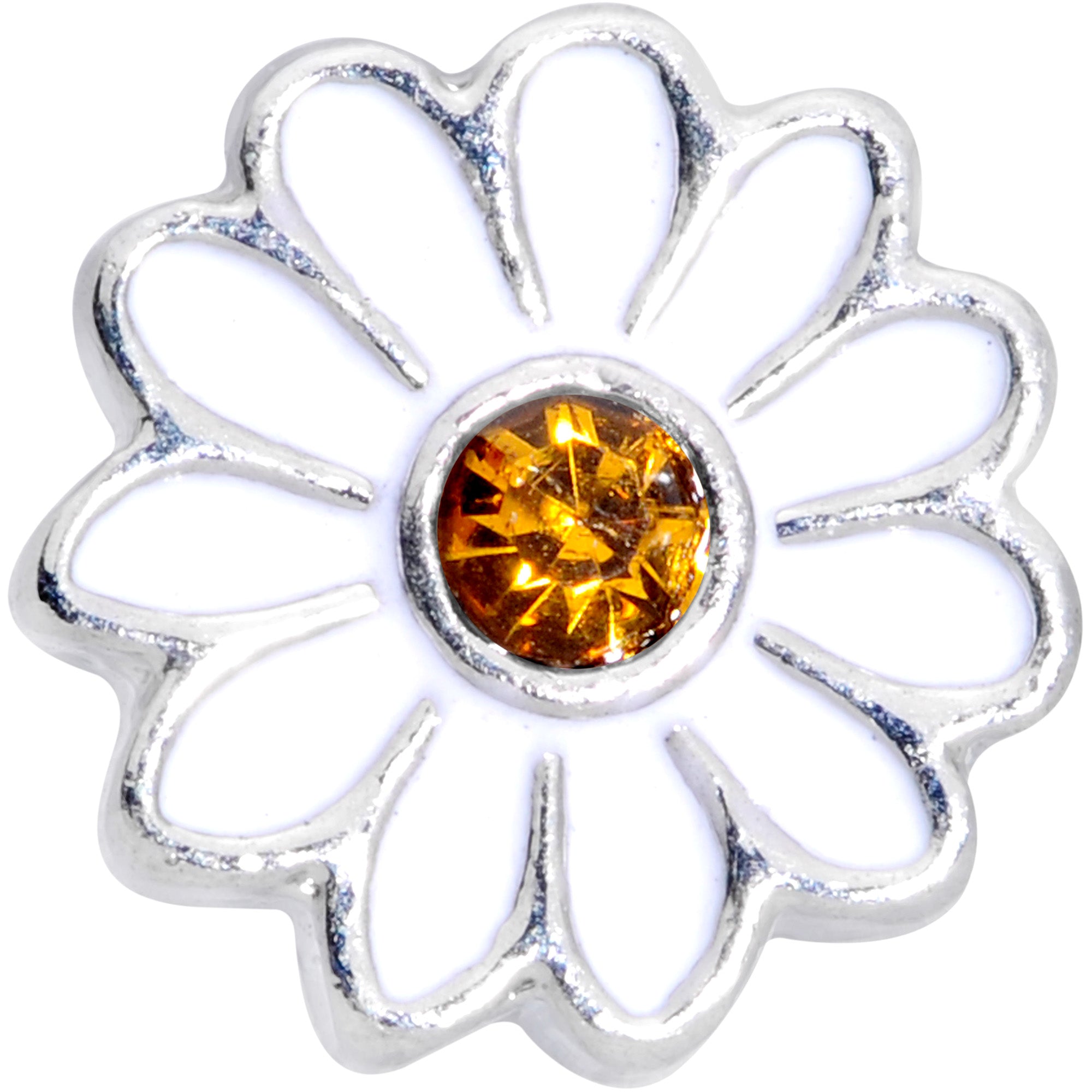 16 Gauge 1/4 Yellow Gem White Daisy Flower Hippie Cartilage Tragus