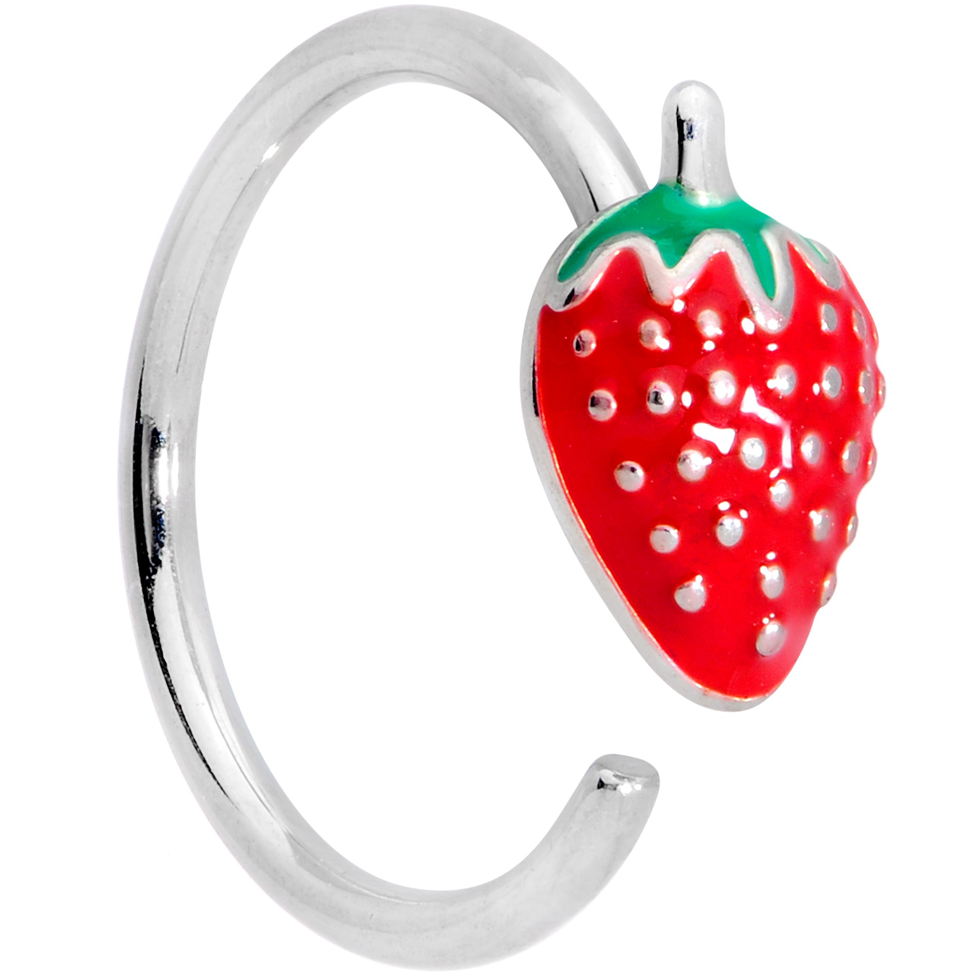 18 Gauge 3/8 Red Green Strawberry Nose Hoop