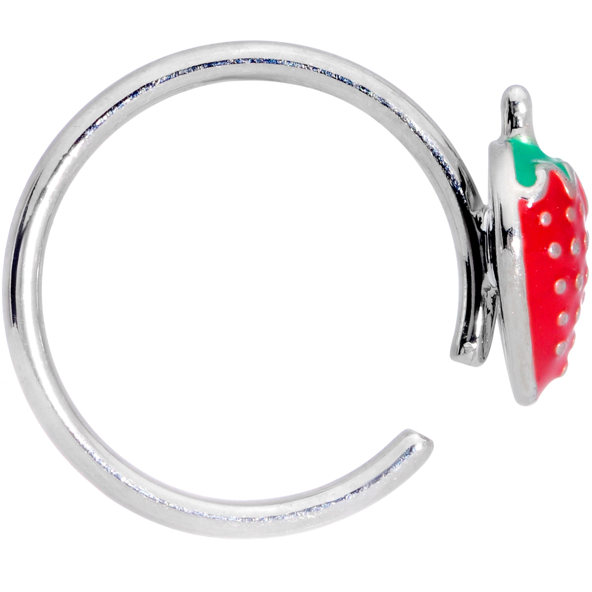 18 Gauge 3/8 Red Green Strawberry Nose Hoop