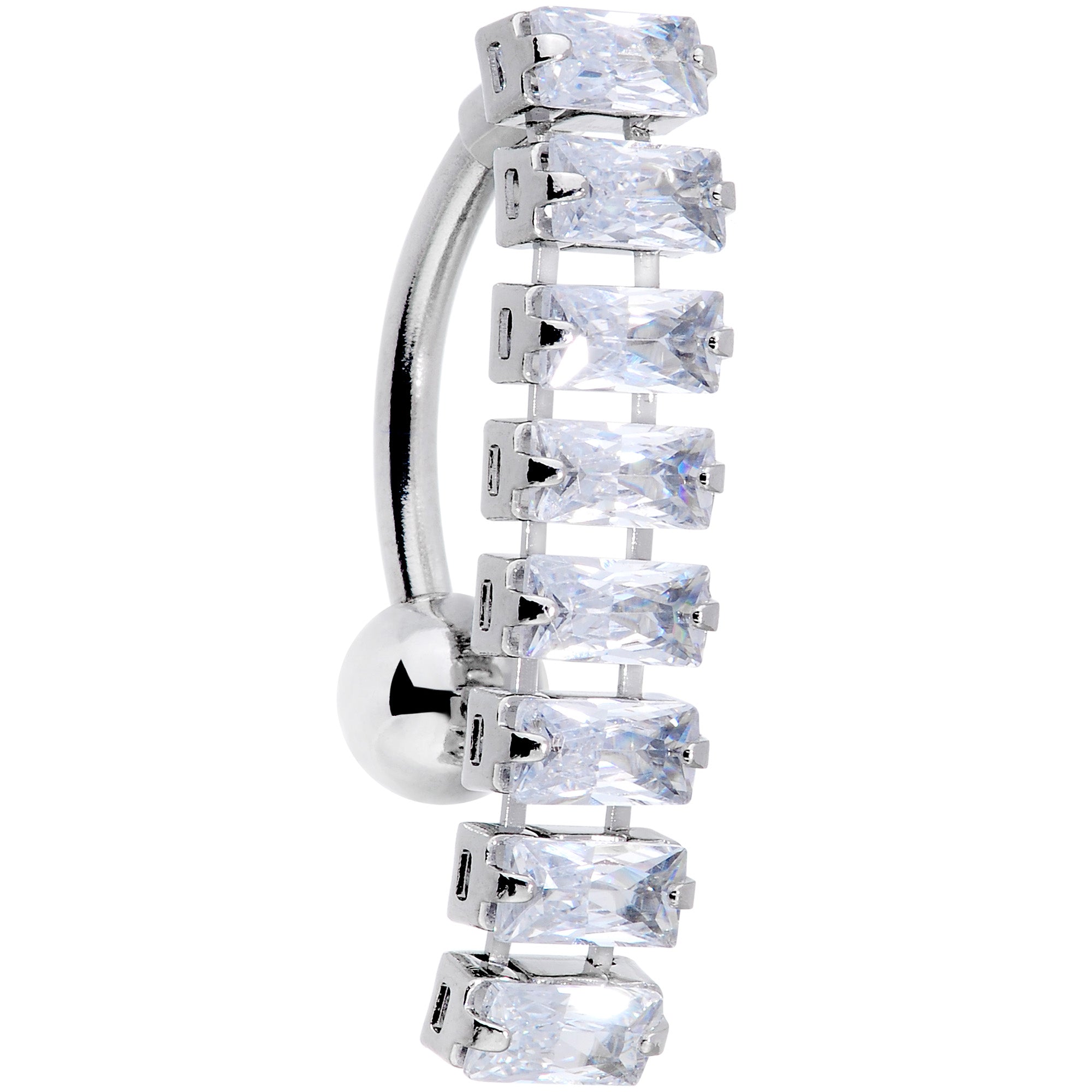 Clear CZ Gem Band of Beauty Top Mount Belly Ring