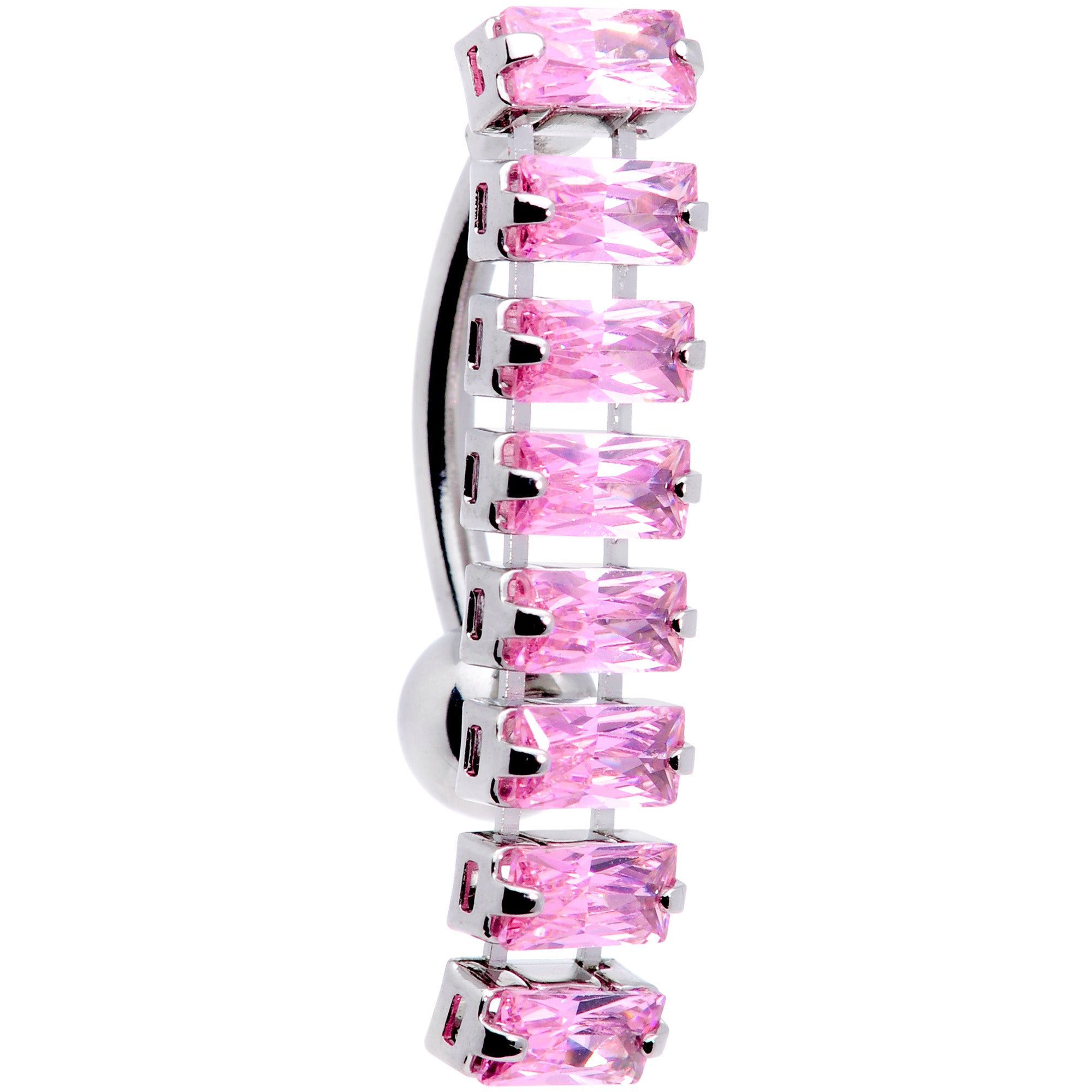 Pink CZ Gem Band of Beauty Top Mount Belly Ring