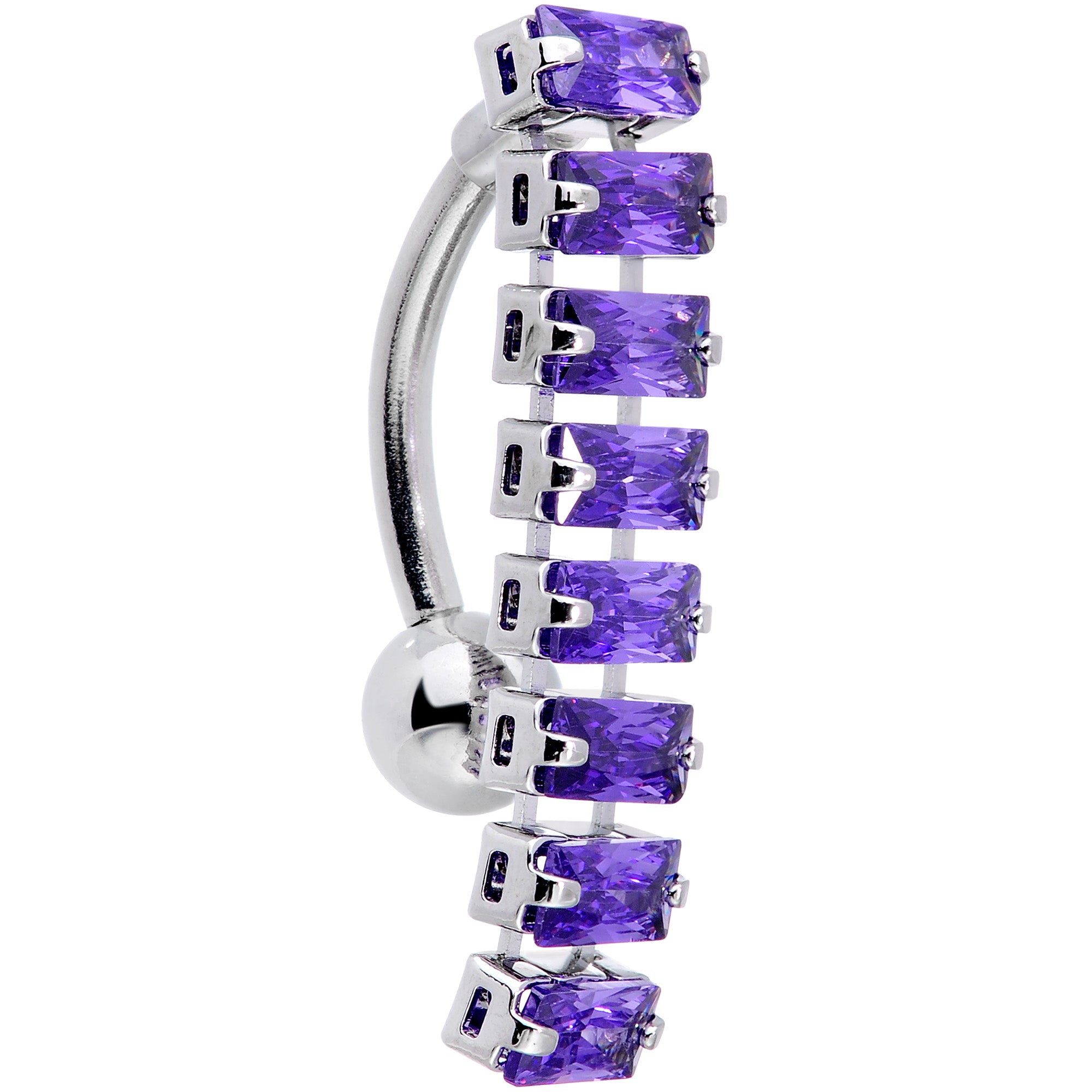 Purple CZ Gem Band of Beauty Top Mount Belly Ring