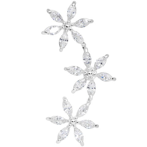 16 Gauge 1/4 Clear CZ Gem Tri Flower Cartilage – BodyCandy