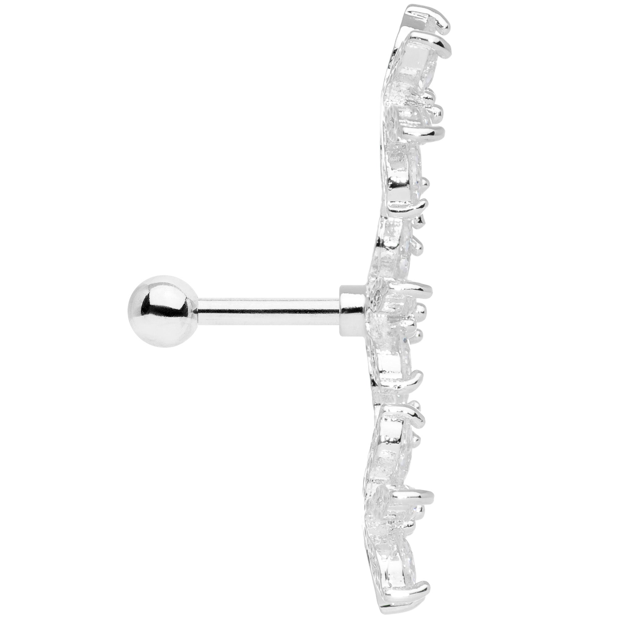 16 Gauge 1/4 Clear CZ Gem Tri Flower Cartilage