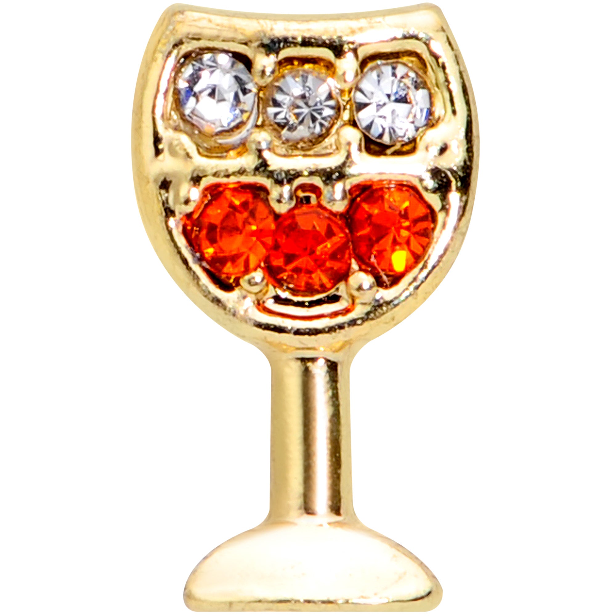 16 Gauge 1/4 Red Gem Gold Tone Holiday Wine Glass Cartilage Tragus