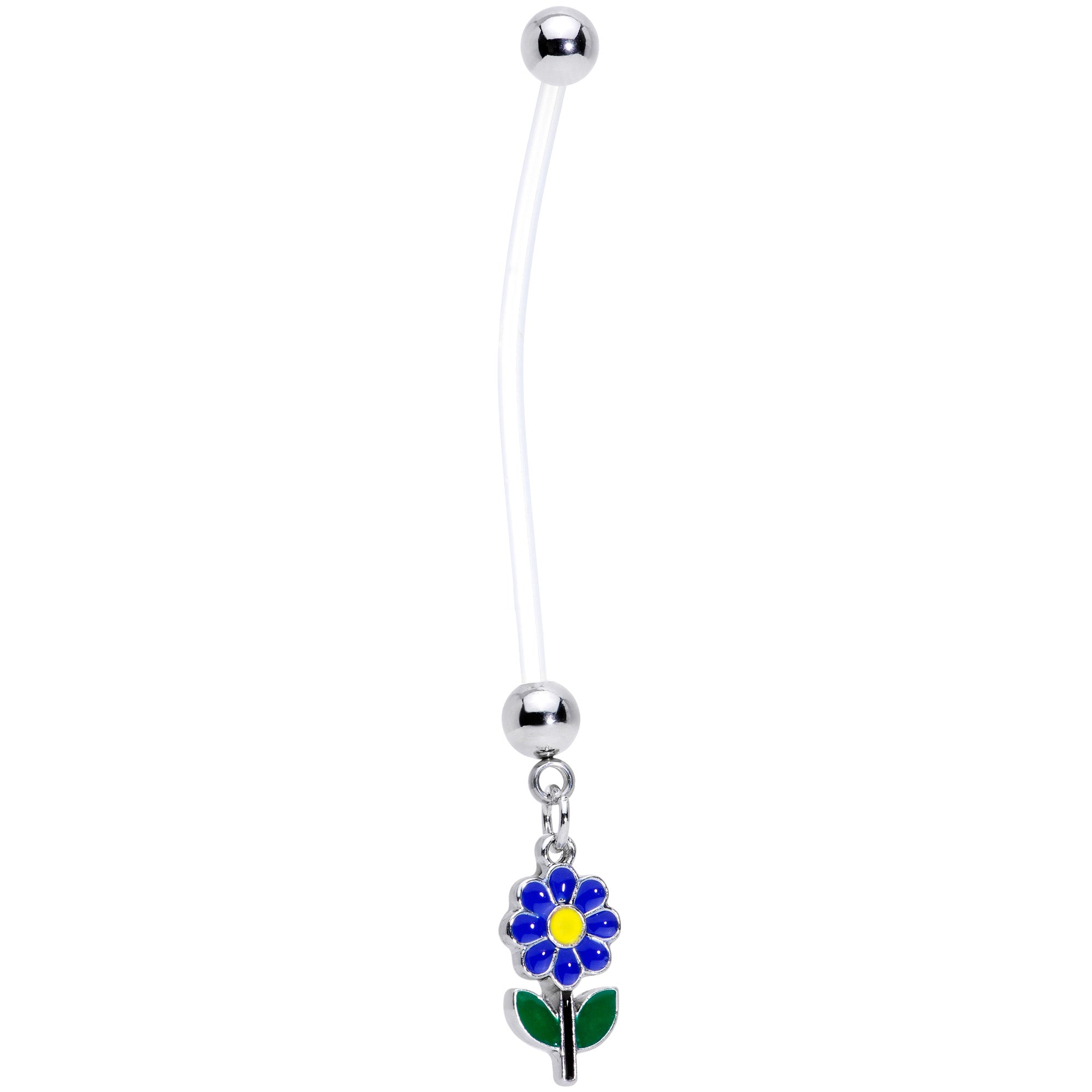 Bundle of Joy Green Blue Flower Dangle Pregnancy Belly Ring