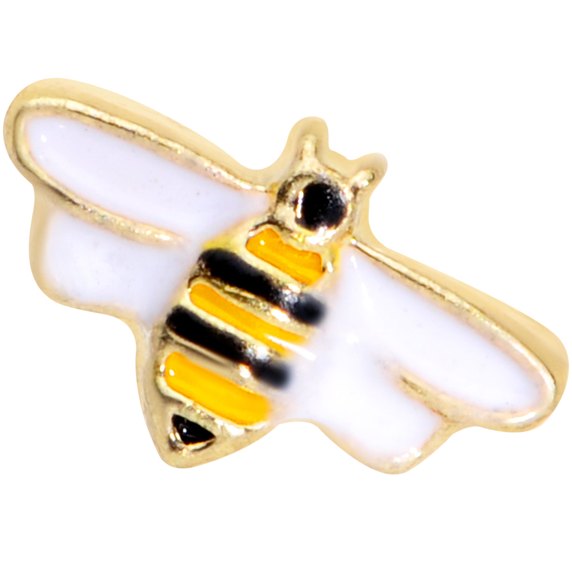 16 Gauge 1/4 Gold Tone Black Yellow Bee Cartilage Tragus Earring