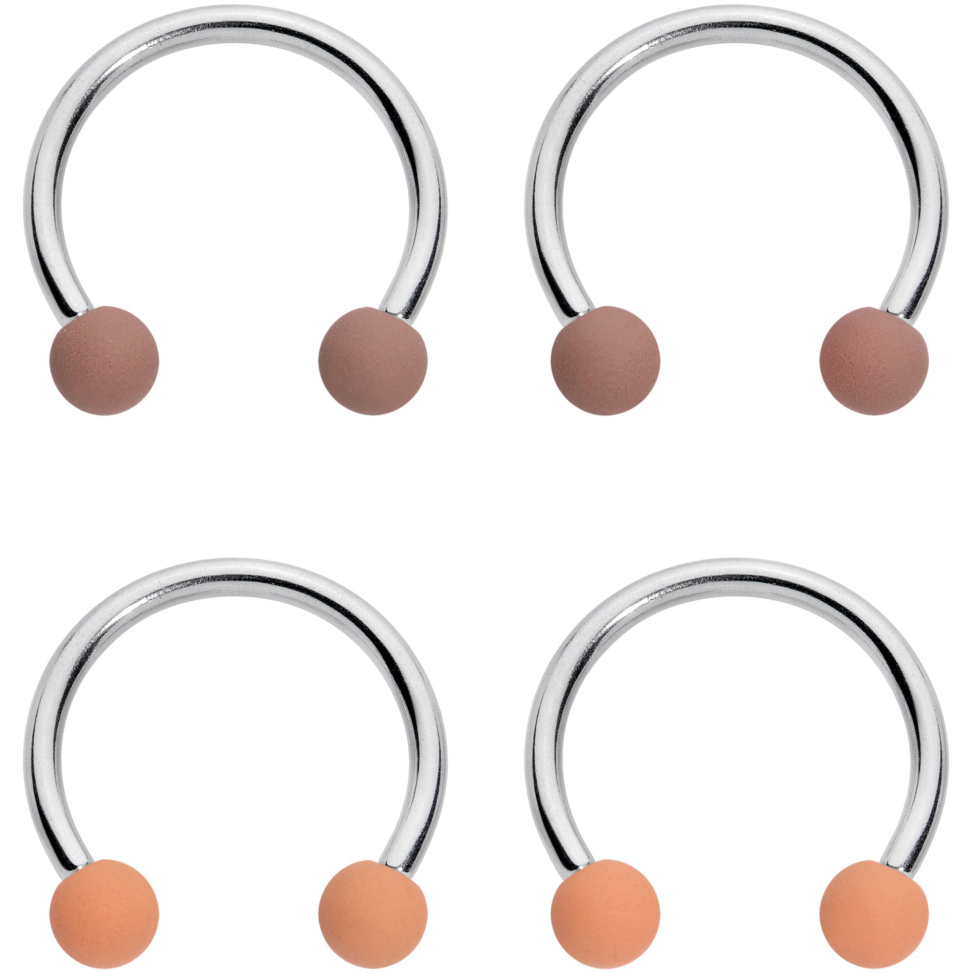 16 Gauge 3/8 Brown Tan Matte Horseshoe Circular Barbell Set of 4