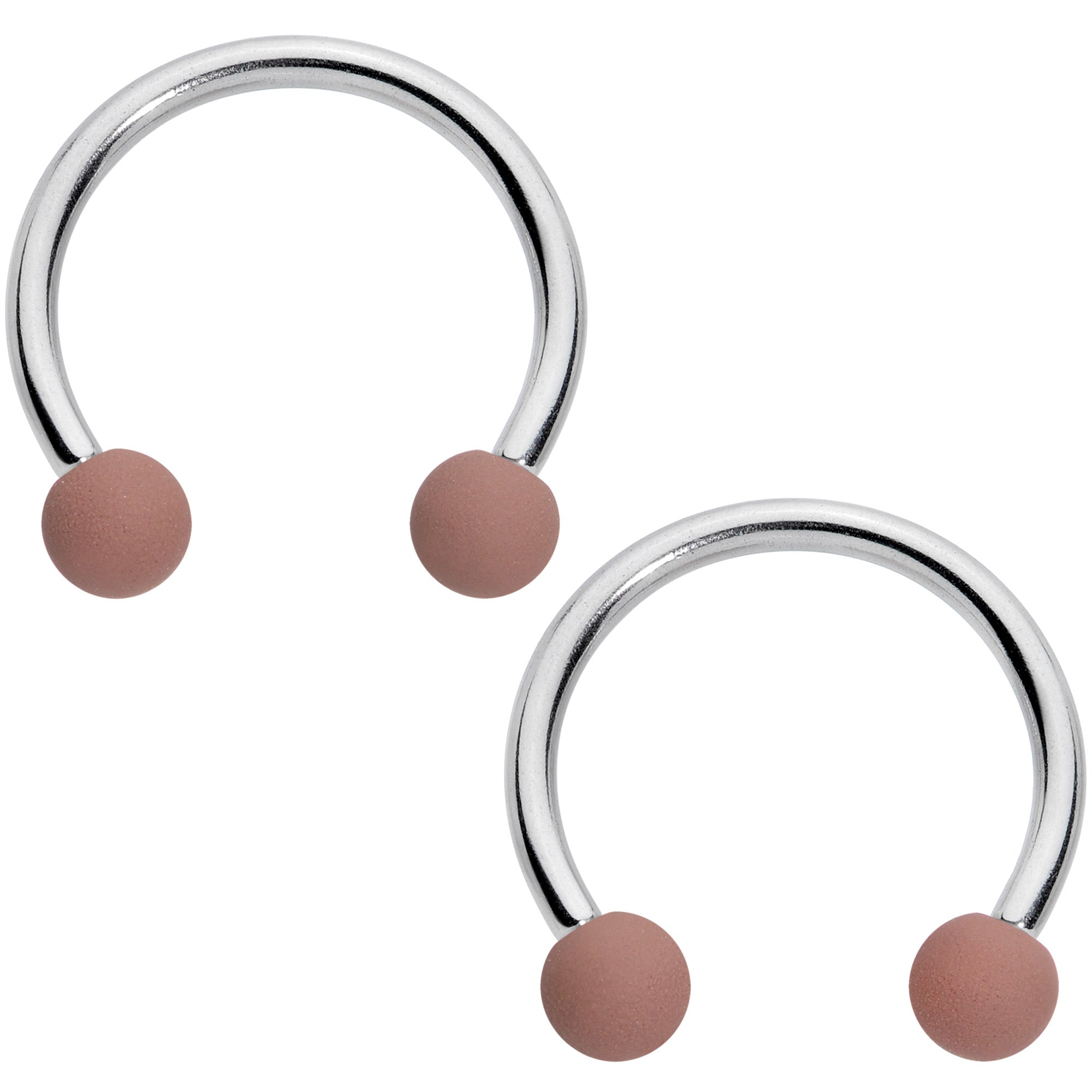 16 Gauge 3/8 Brown Tan Matte Horseshoe Circular Barbell Set of 4