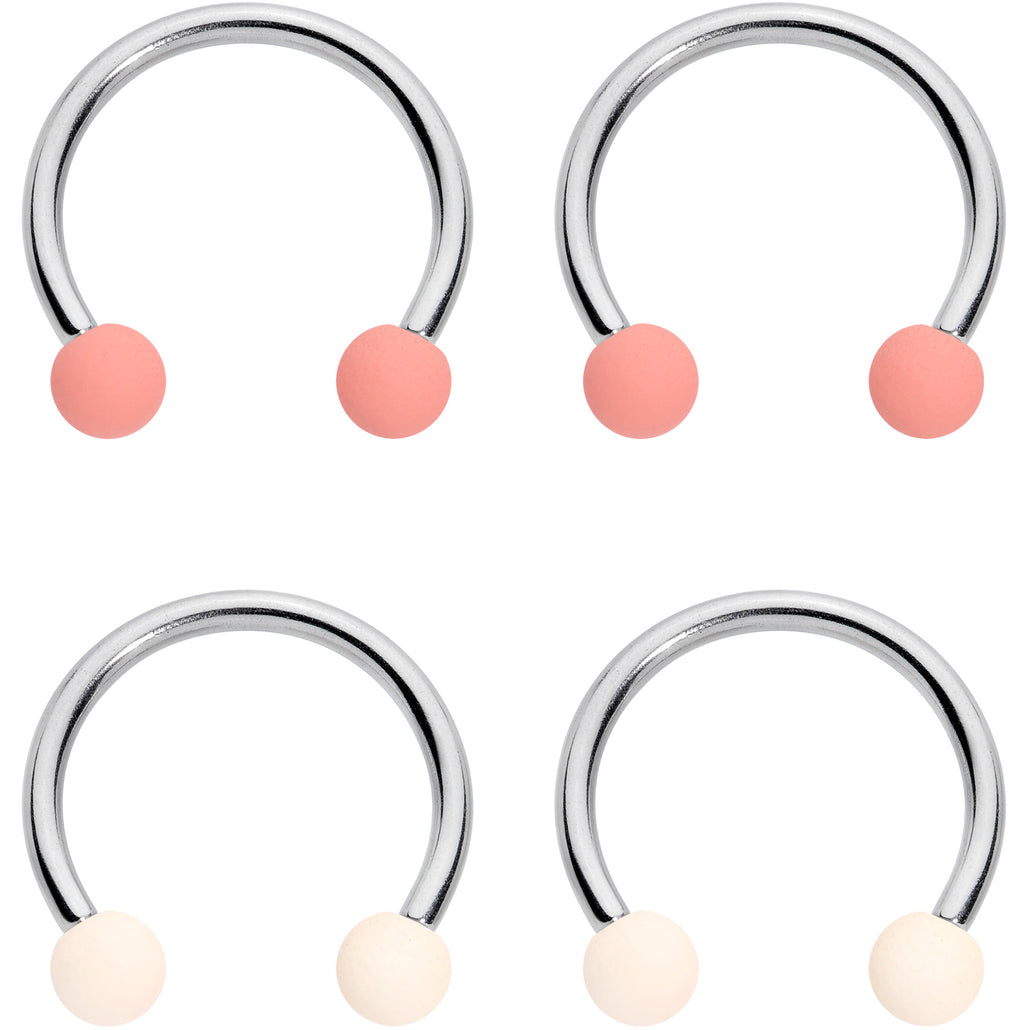 16 Gauge 3/8 Peaches Cream Matte Horseshoe Circular Barbell Set of 4