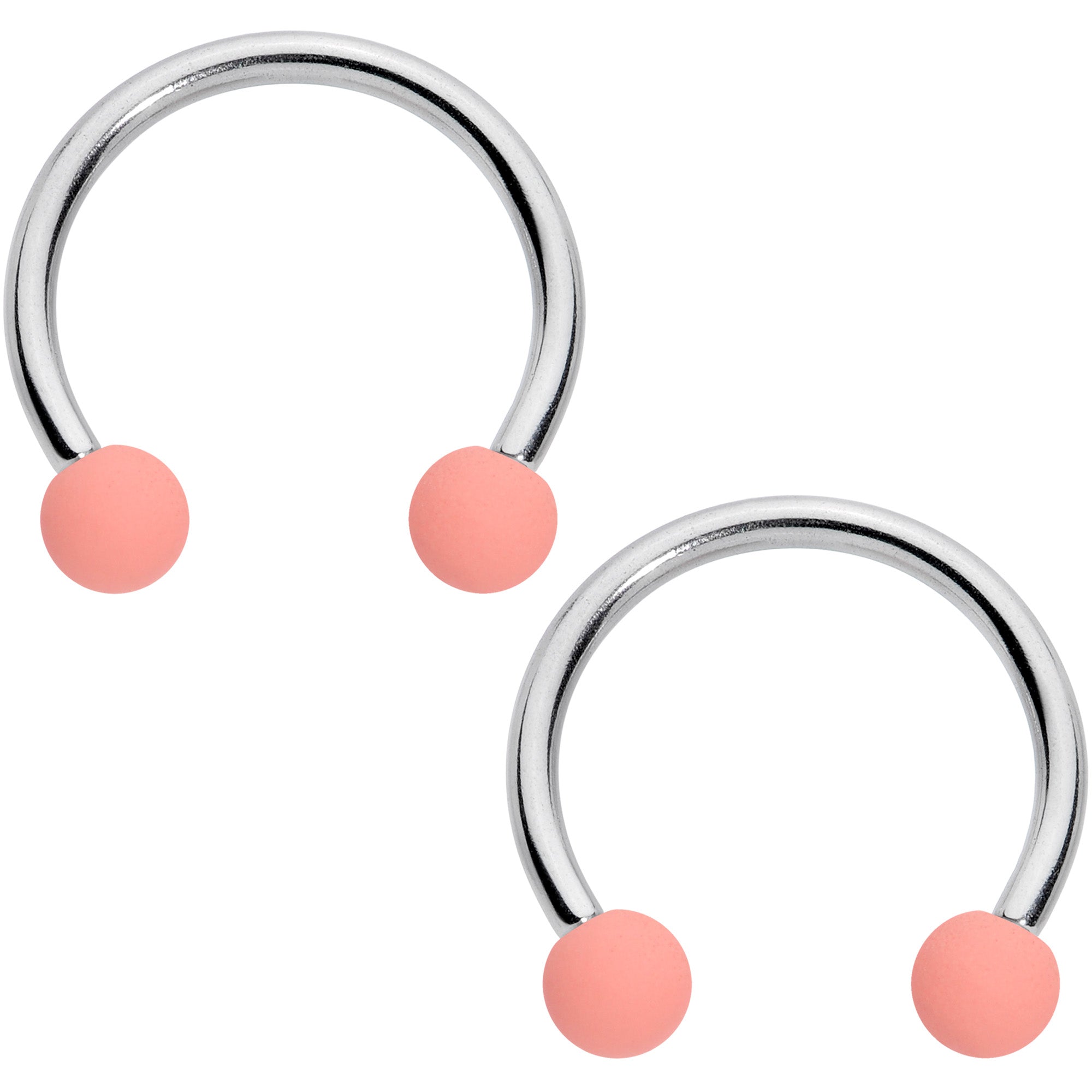 16 Gauge 3/8 Peaches Cream Matte Horseshoe Circular Barbell Set of 4