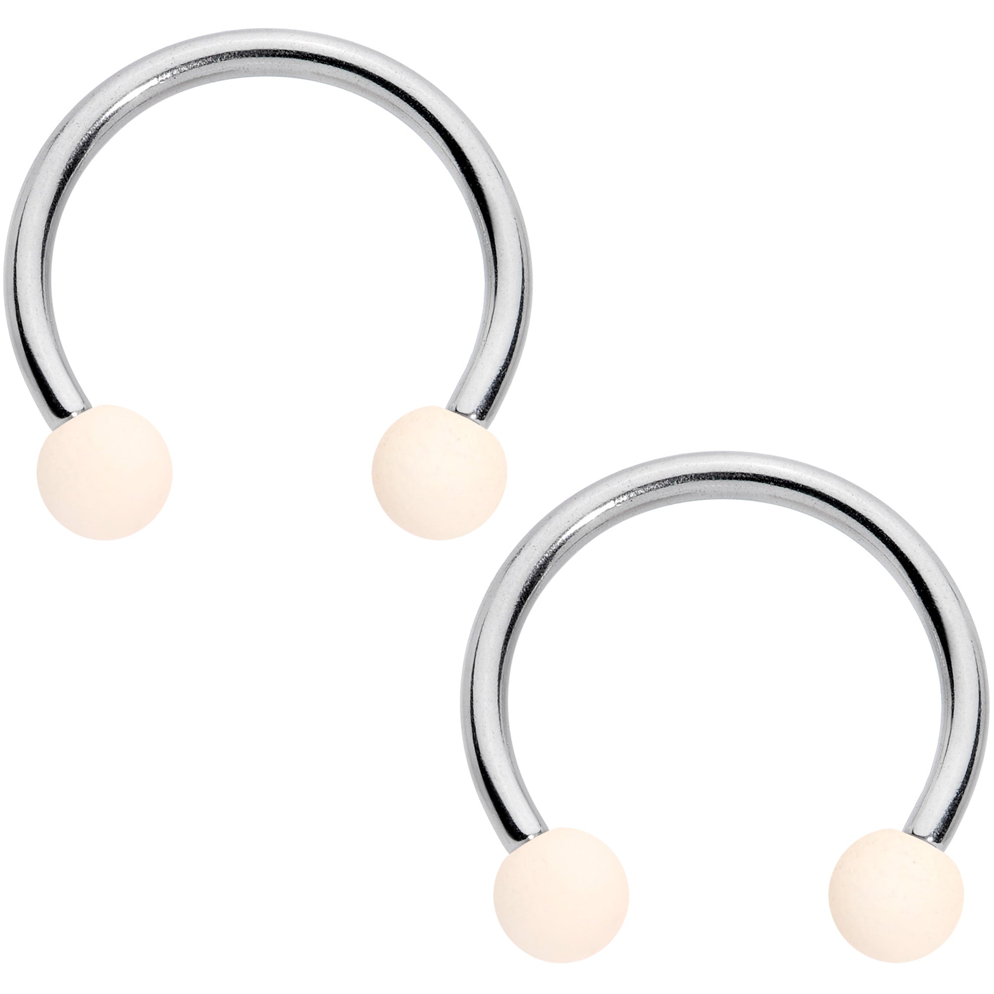 16 Gauge 3/8 Peaches Cream Matte Horseshoe Circular Barbell Set of 4