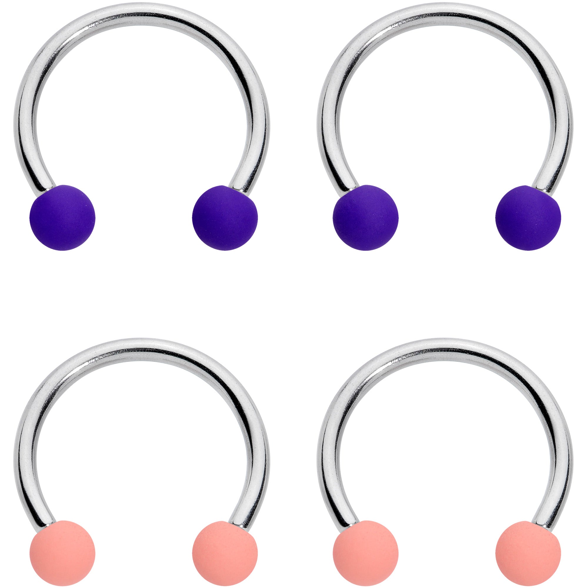 16 Gauge 3/8 Peach Purple Matte Horseshoe Circular Barbell Set of 4