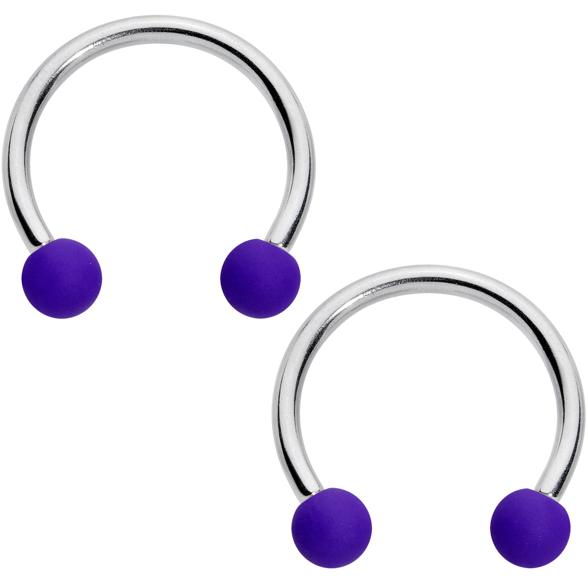 16 Gauge 3/8 Peach Purple Matte Horseshoe Circular Barbell Set of 4