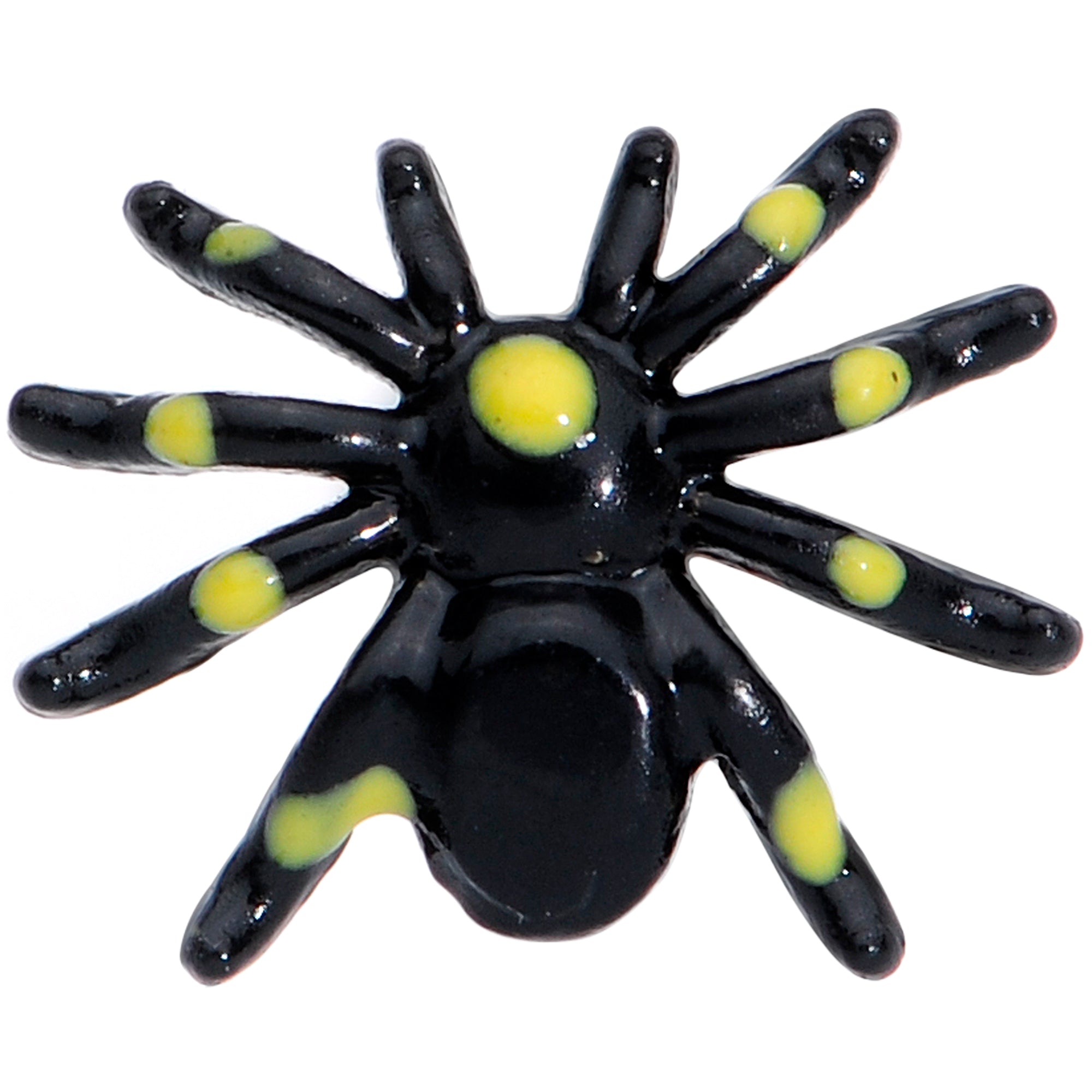 16 Gauge 5/16 Black Yellow Spooky Spider Halloween Labret Monroe Tragus