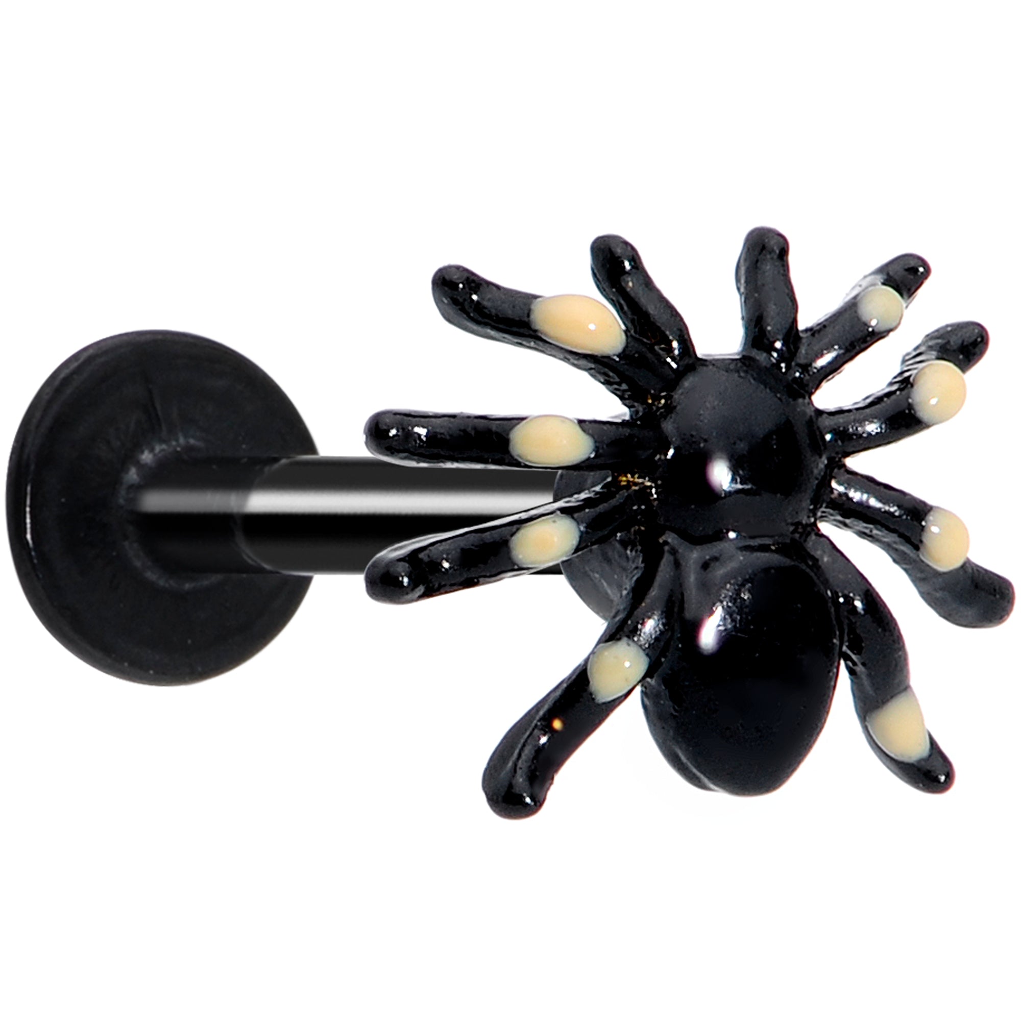 16 Gauge 5/16 Black Spooky Spider Halloween Labret Monroe Tragus