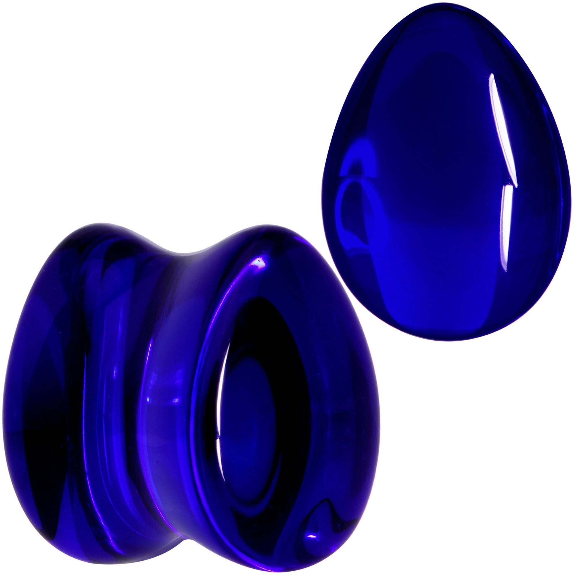 Solid Blue Glass Teardrop Plug Set