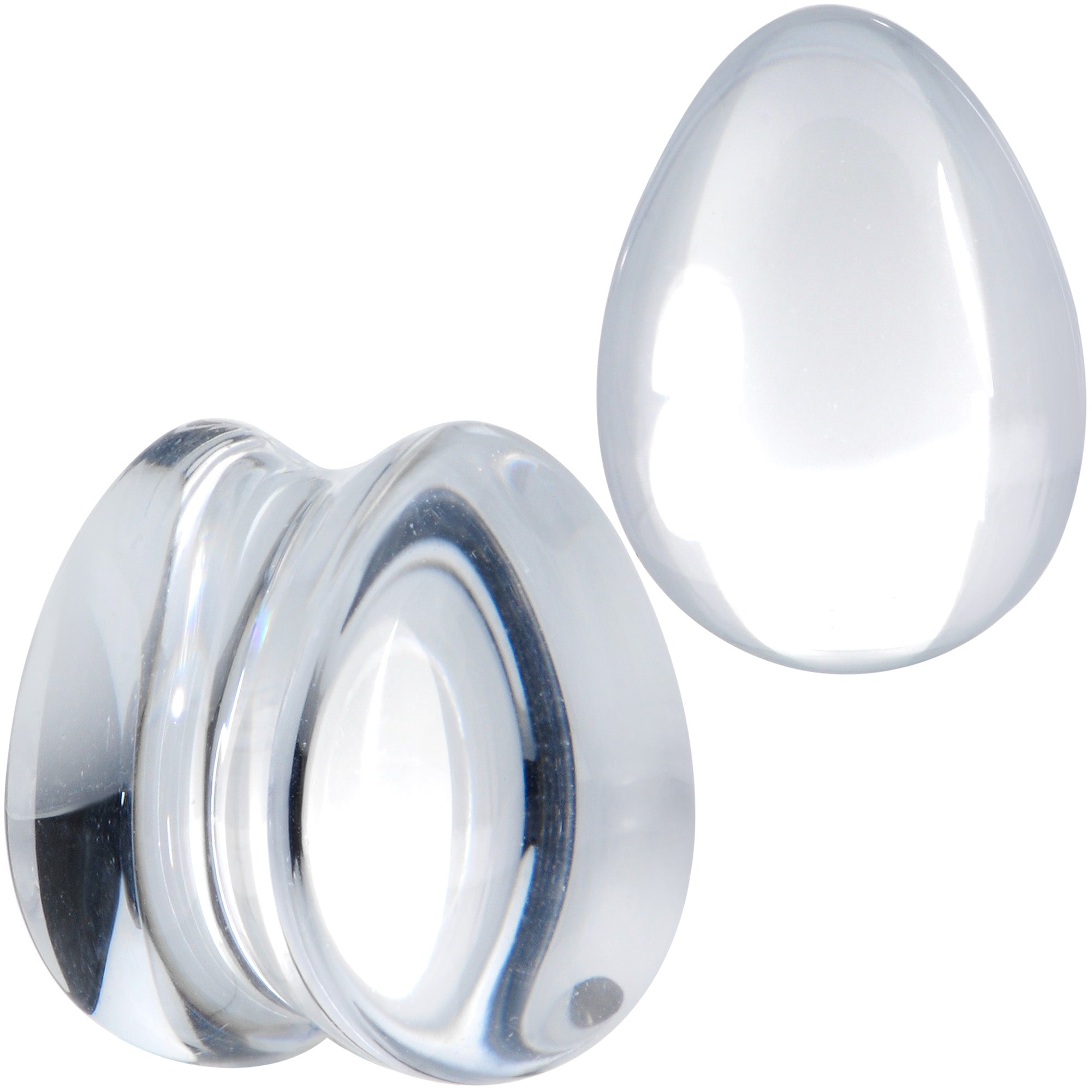 Solid Clear Glass Teardrop Plug Set