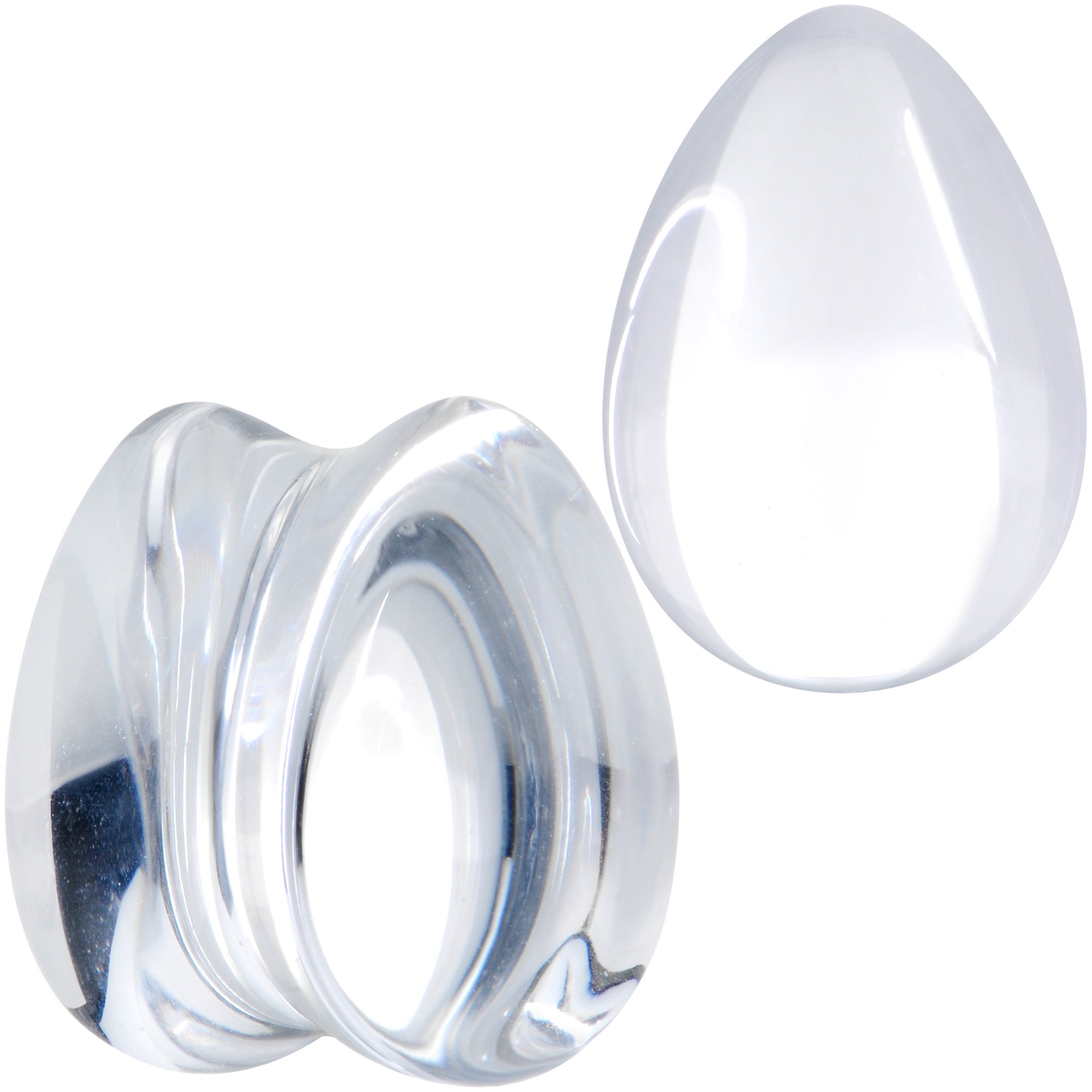 Solid Clear Glass Teardrop Plug Set