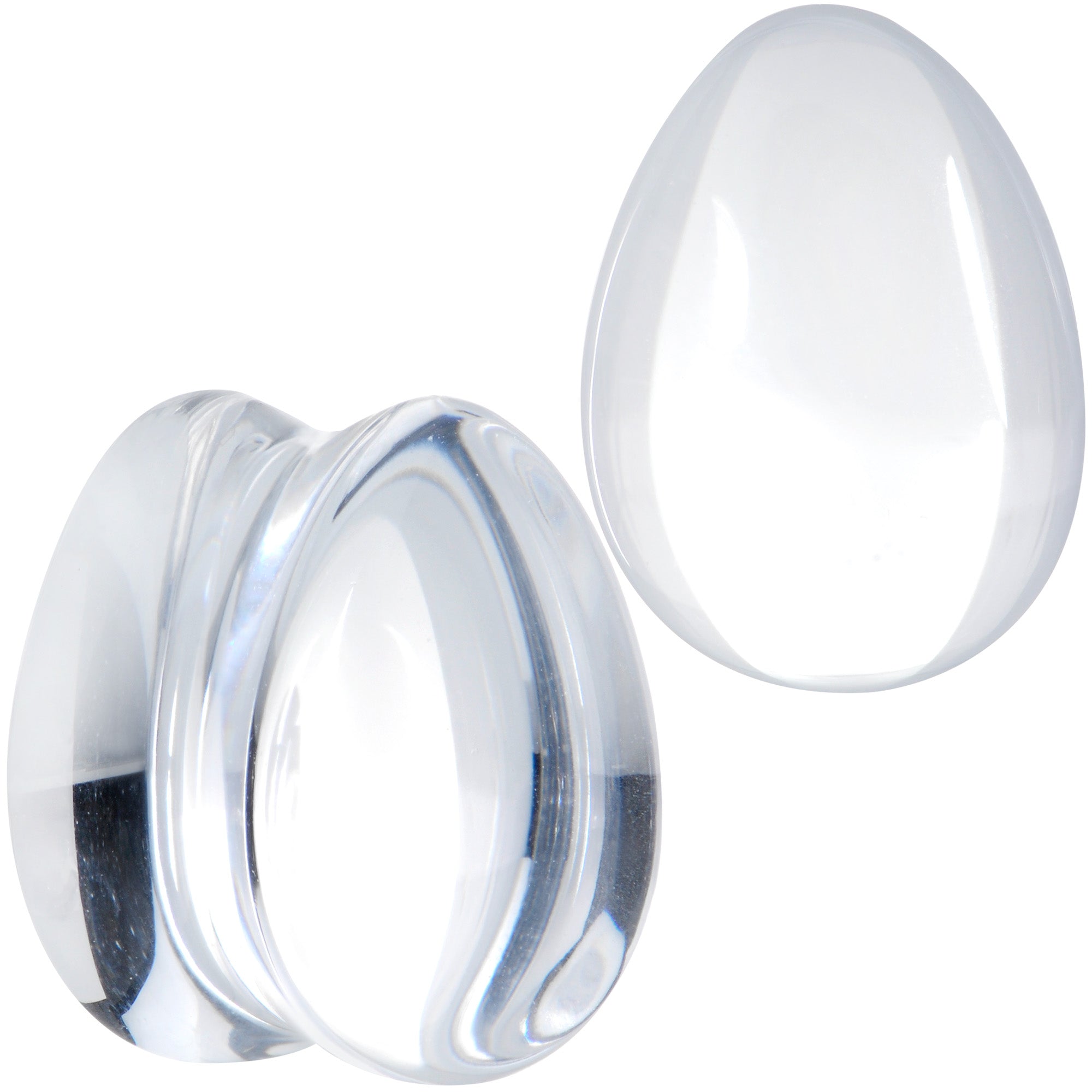 Solid Clear Glass Teardrop Plug Set