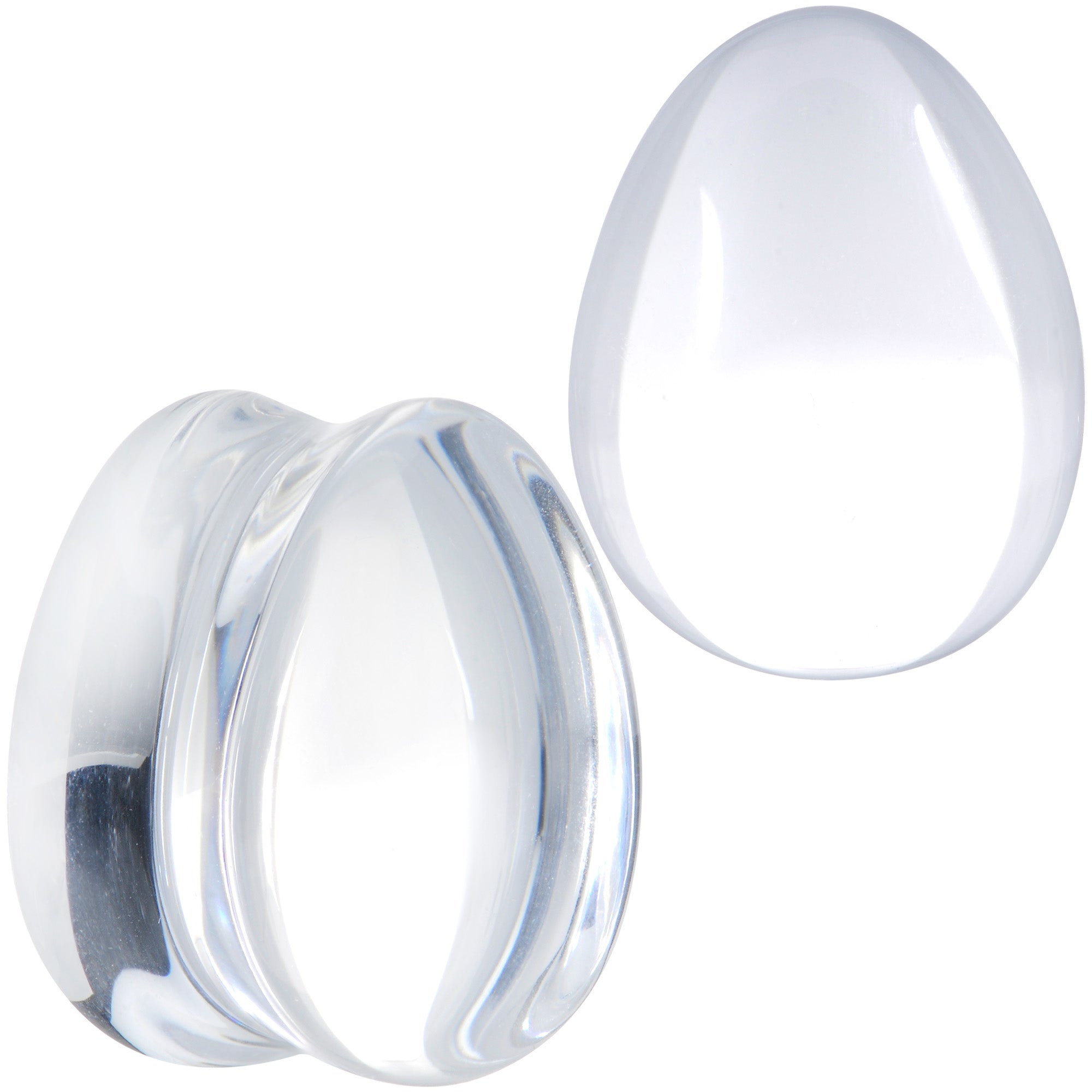 Solid Clear Glass Teardrop Plug Set