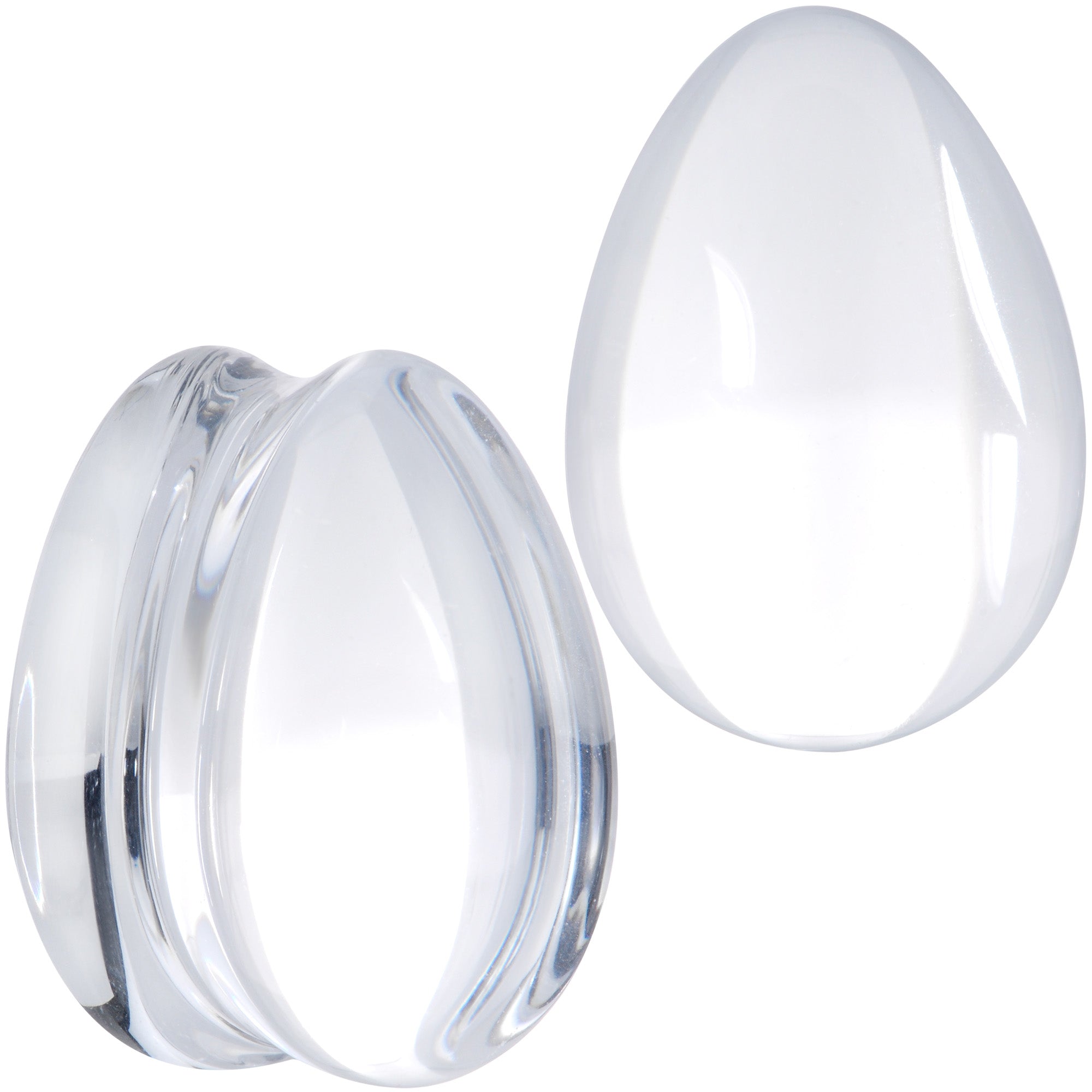 Solid Clear Glass Teardrop Plug Set