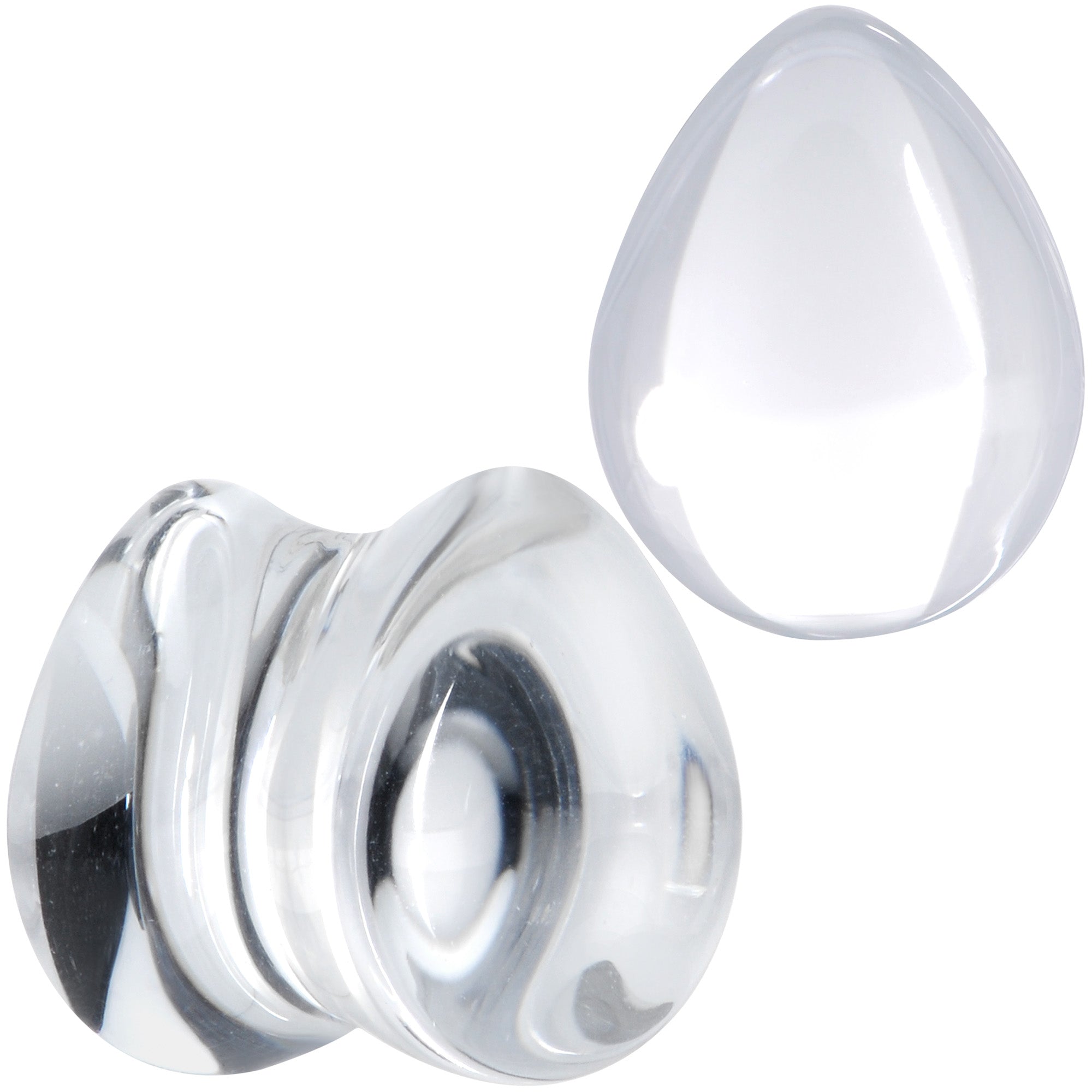 Solid Clear Glass Teardrop Plug Set