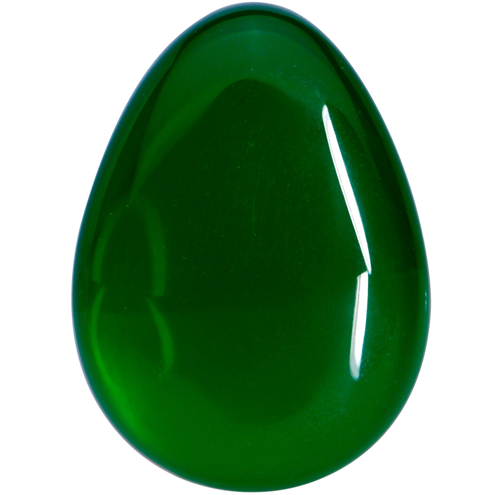 Solid Green Glass Teardrop Plug Set