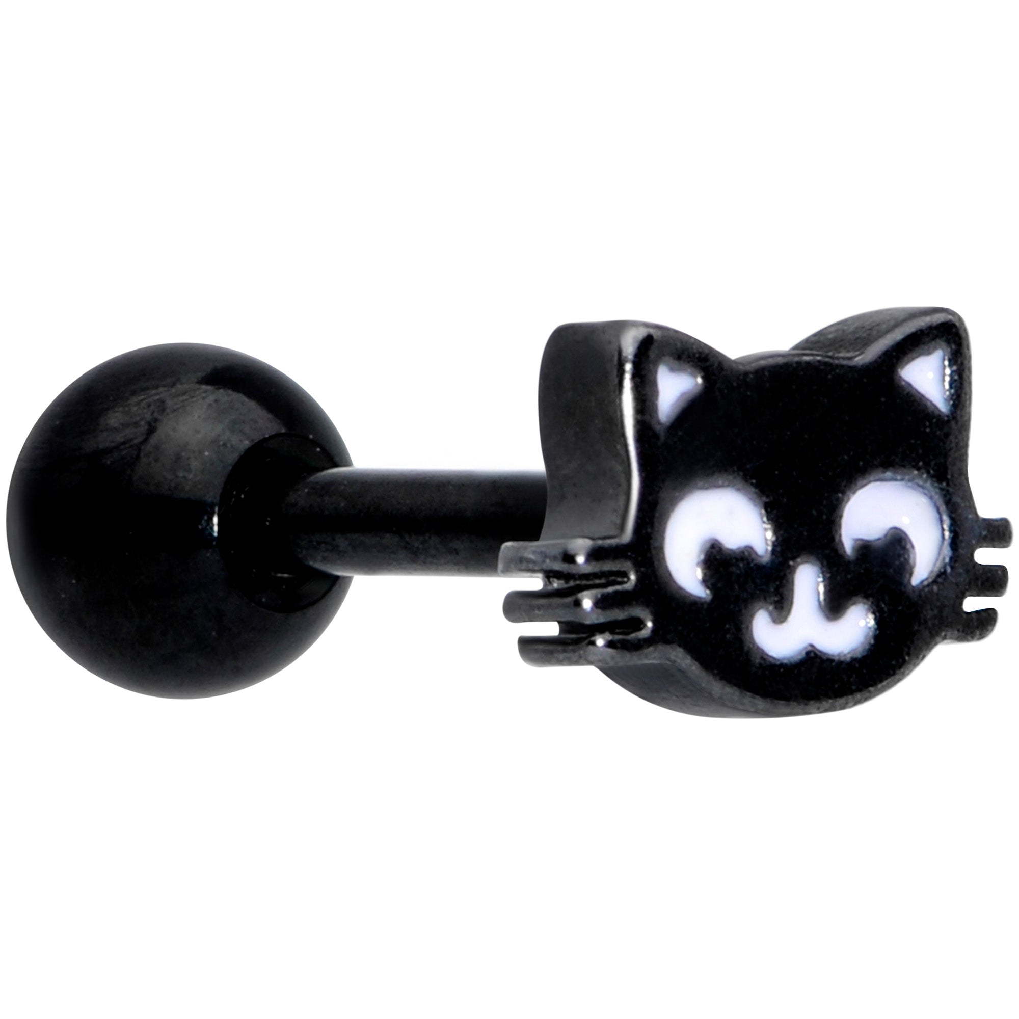 16 Gauge 1/4 Black Cat Mouse Halloween Cartilage Tragus Earring