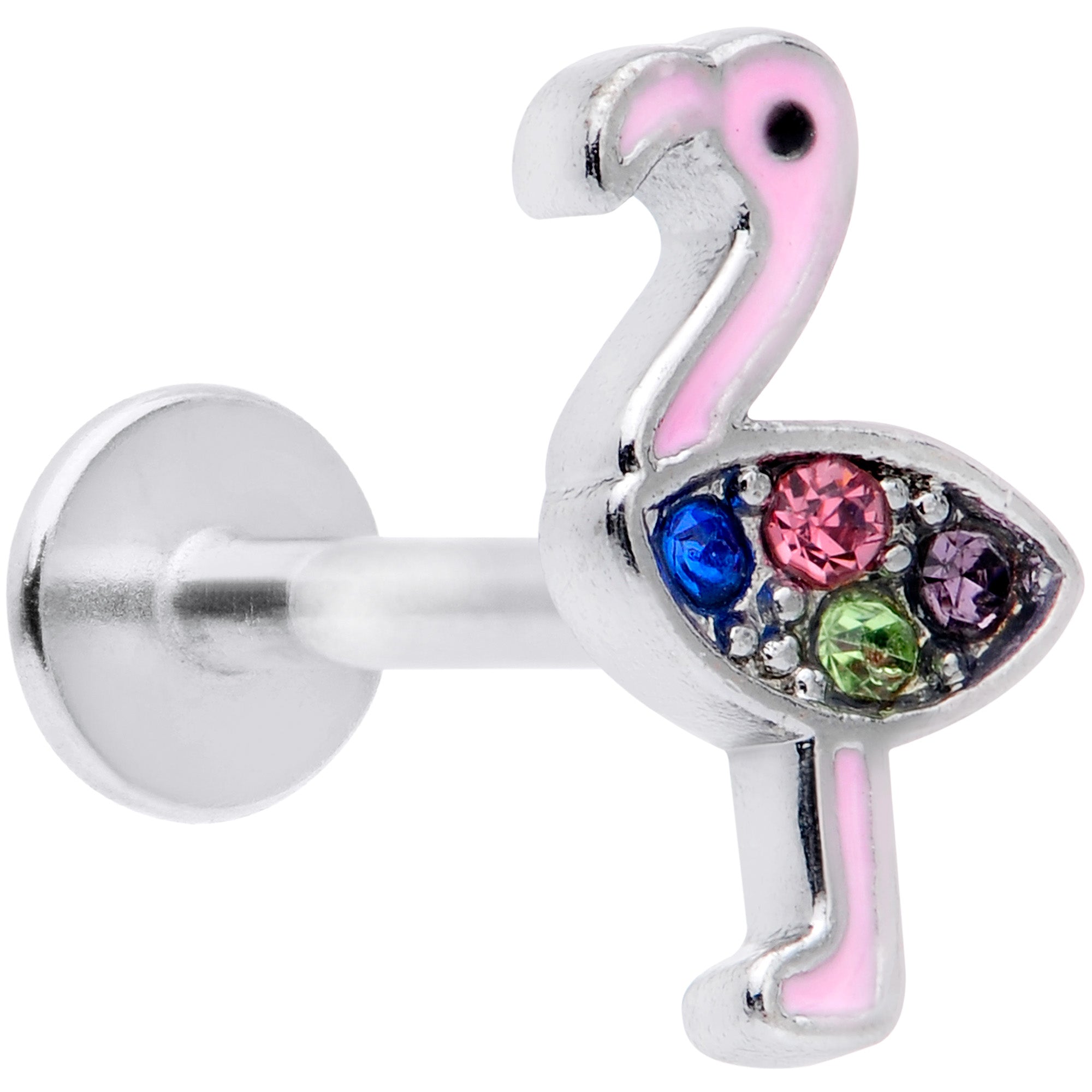 16 Gauge 5/16 Pink Blue Gem Fetching Flamingo Labret Monroe Tragus