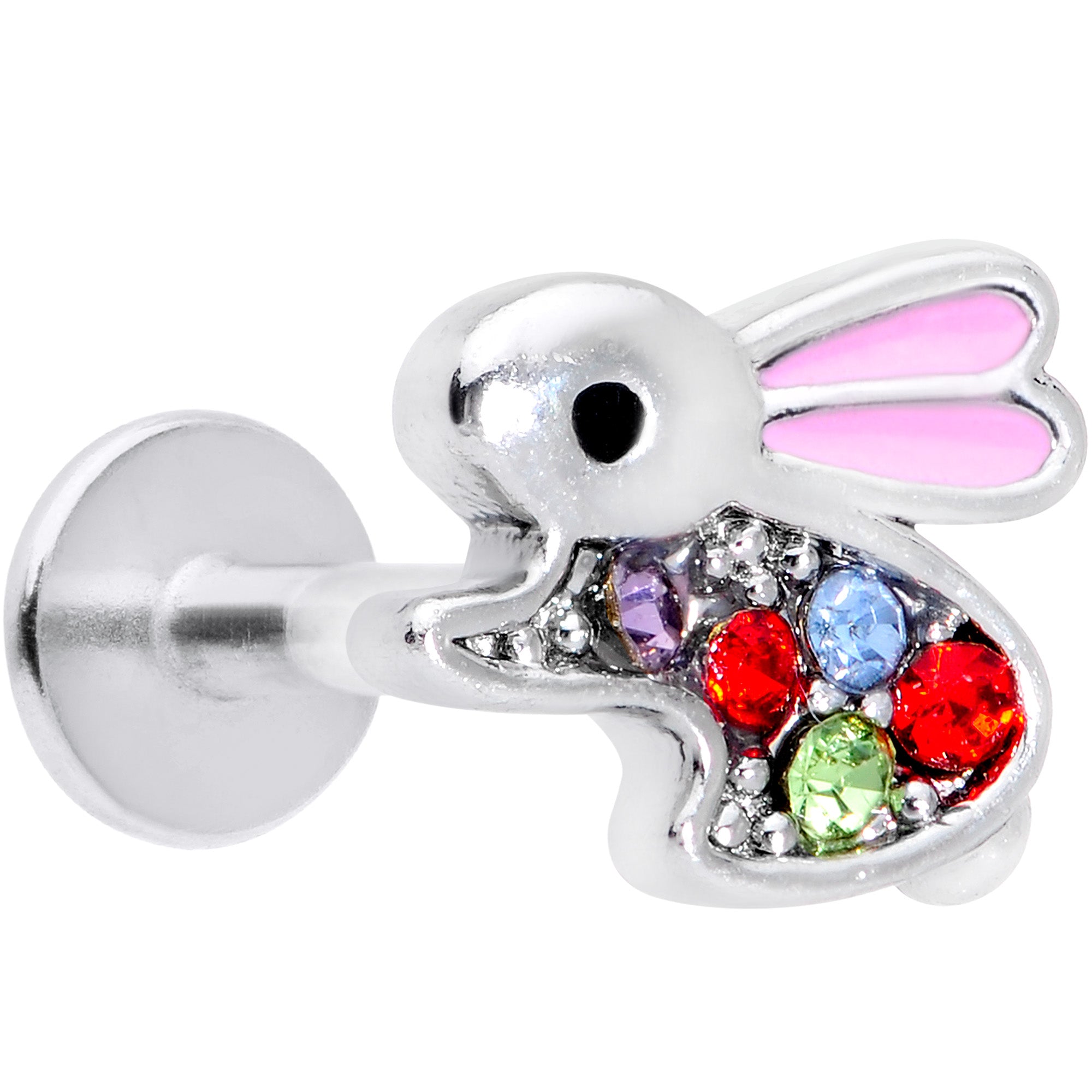 16 Gauge 5/16 Clear Red Green Gem Rabbit Labret Monroe Tragus