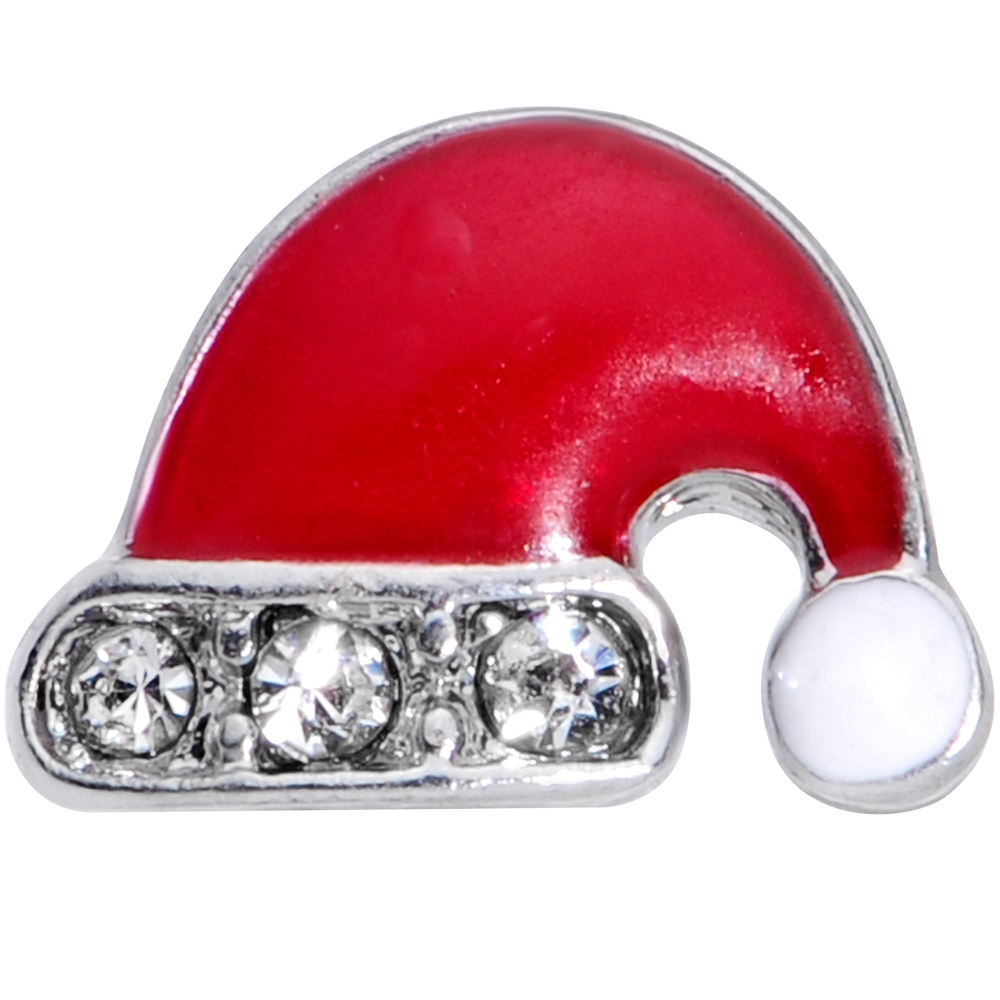 16 Gauge 1/4 Clear Gem Santa Hat Christmas Cartilage Tragus Earring