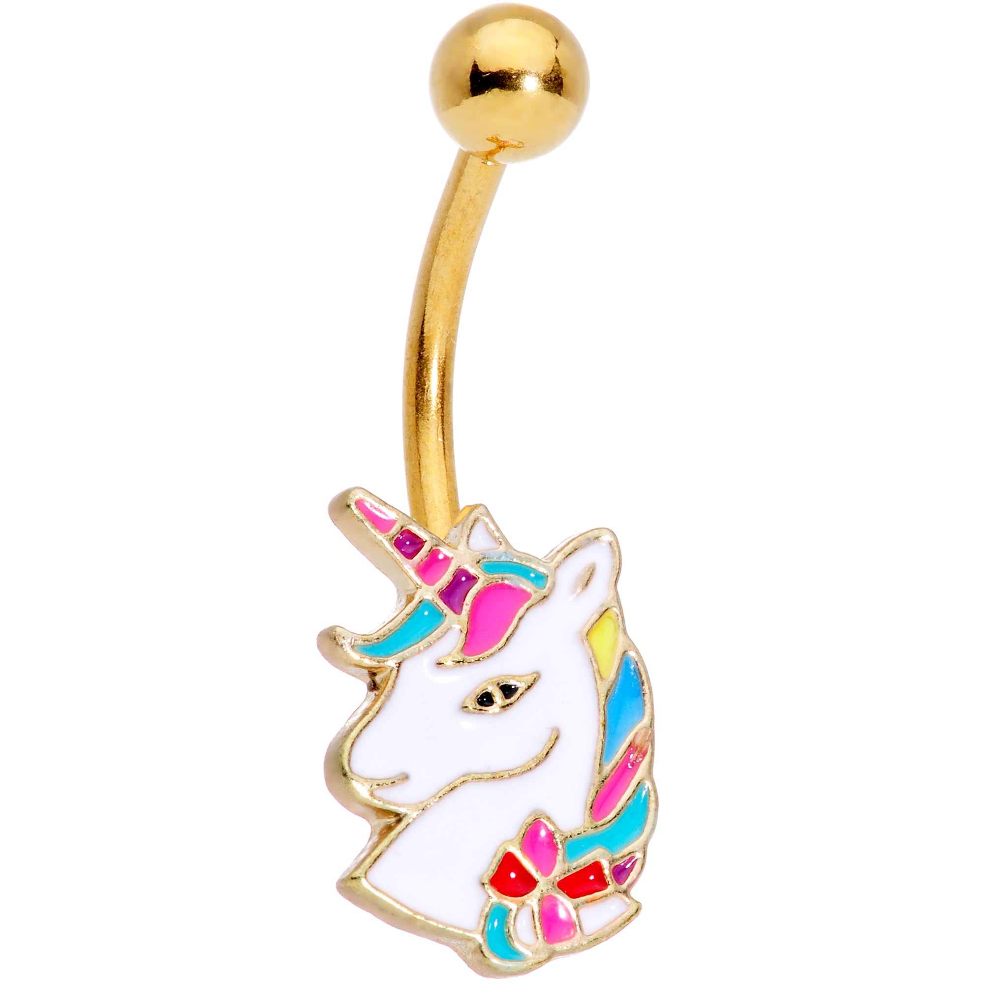 Gold Tone Rainbow Unicorn Belly Ring