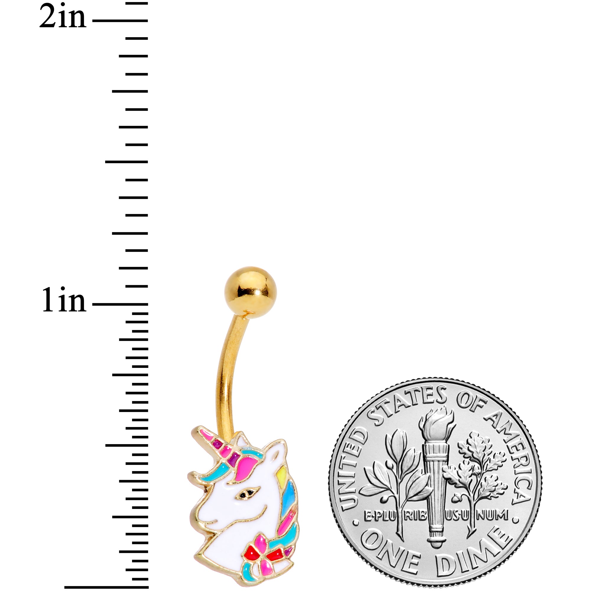 Gold Tone Rainbow Unicorn Belly Ring