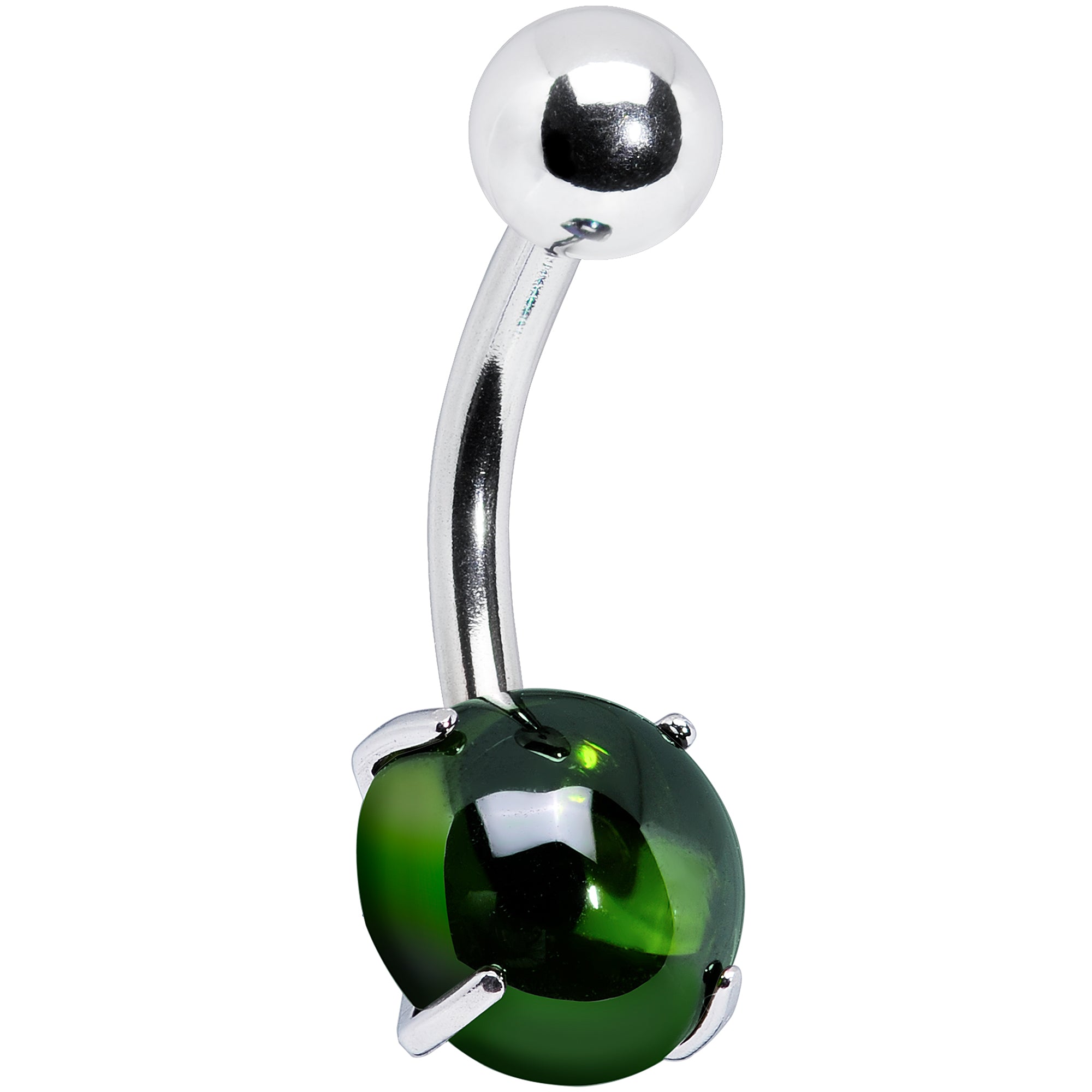 Light Green CZ Gem Smooth Hemisphere Belly Ring