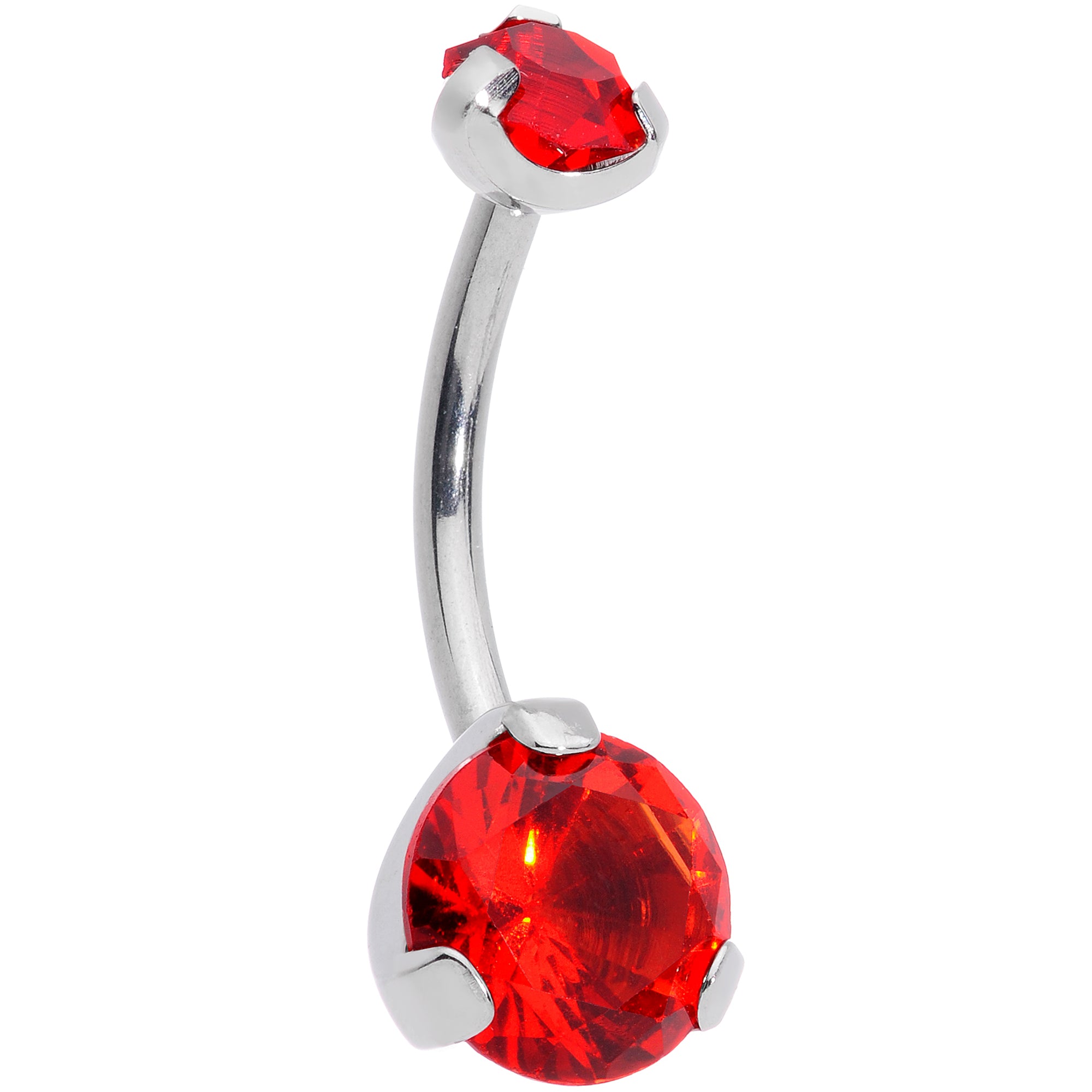 Red CZ Gem Grade 23 Titanium Internally Threaded Belly Ring