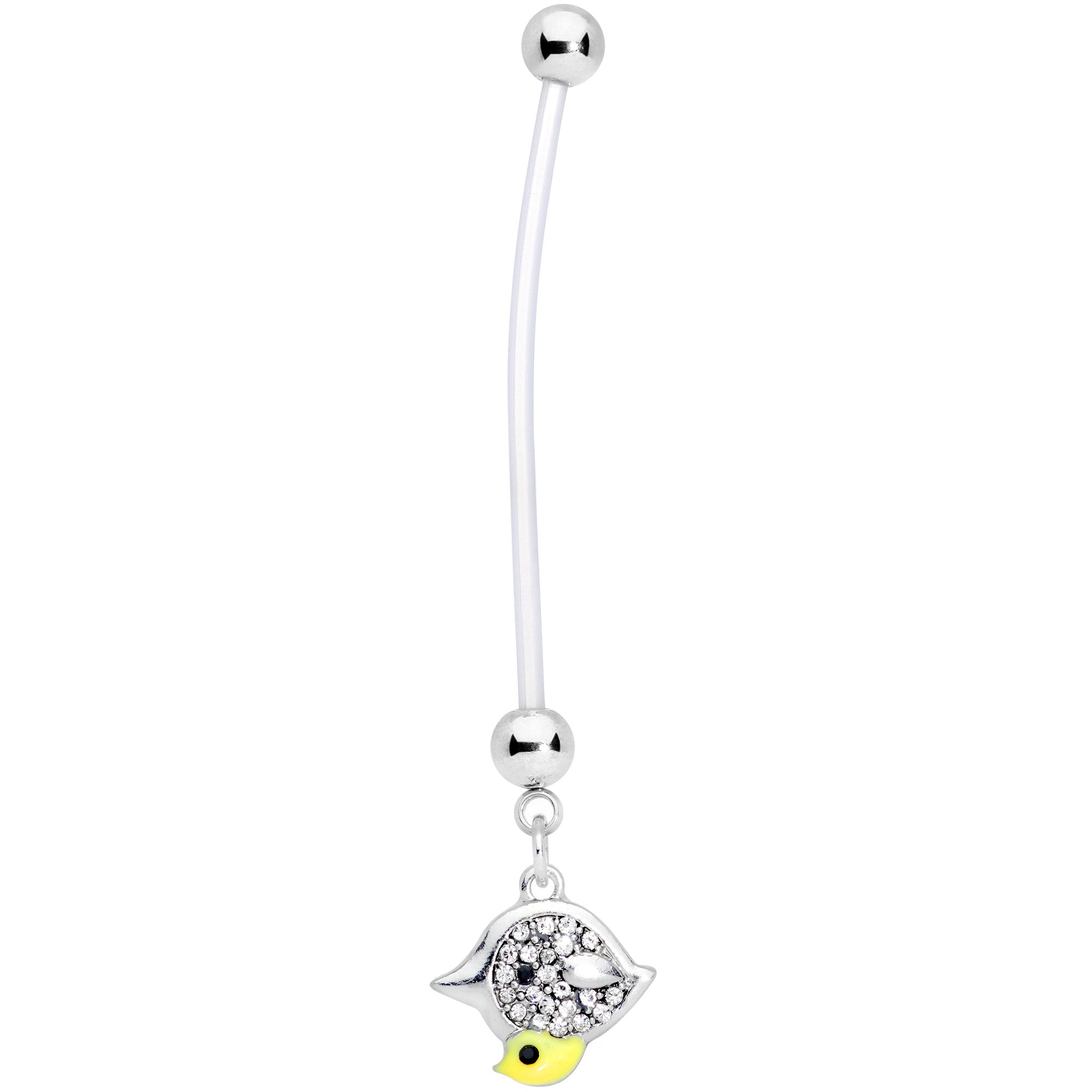 Clear Gem Clear Bioplast Mom Bird Dangle Pregnancy Belly Ring