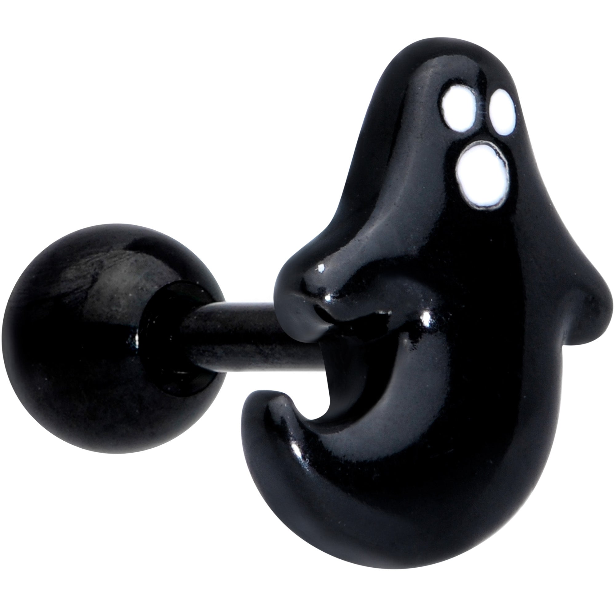 16 Gauge 1/4 Black Howling Ghost Halloween Cartilage Tragus Earring